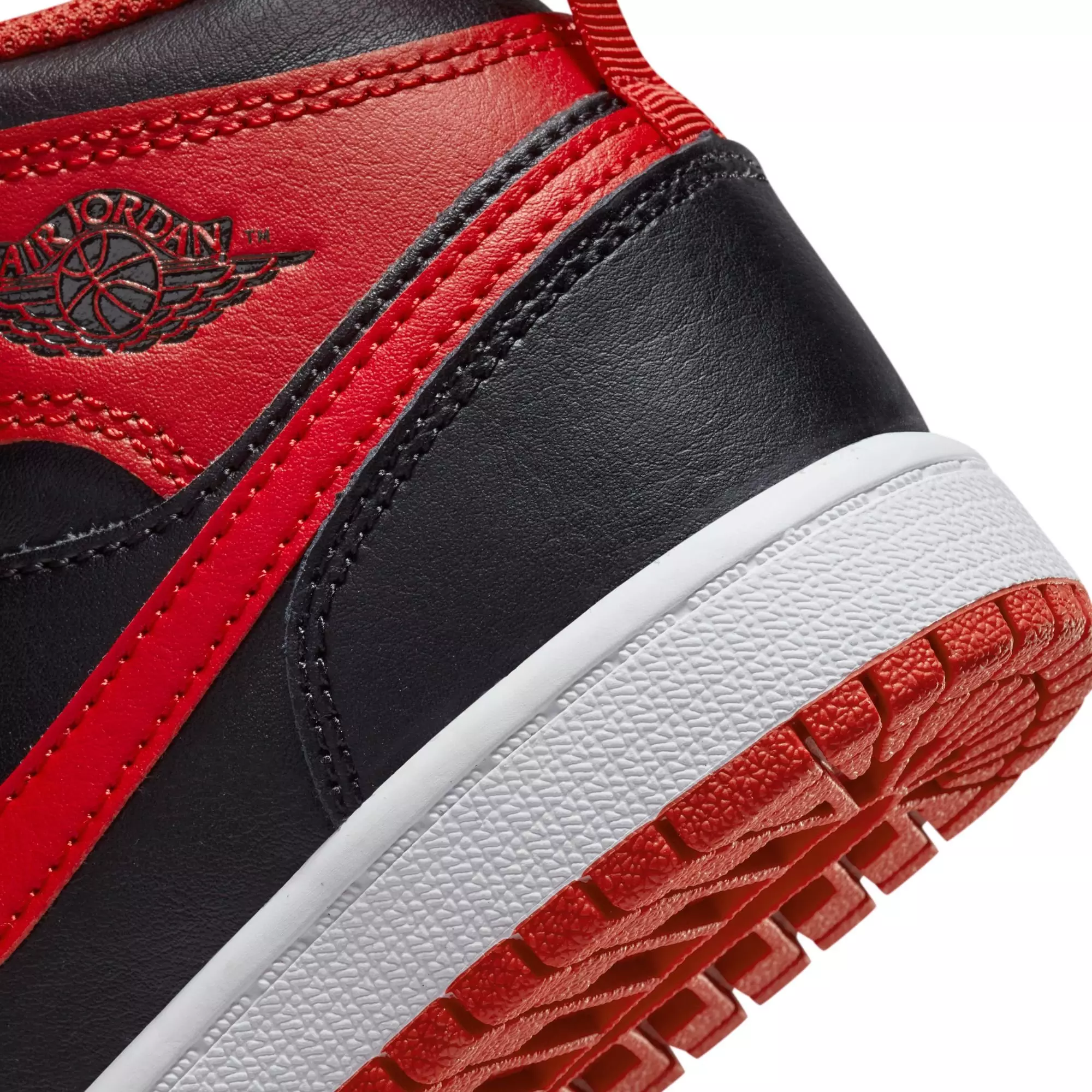 Jordan 1 Mid "Black/Fire Red/White" Preschool Boys' Shoe - RED/BLACK/WHITE