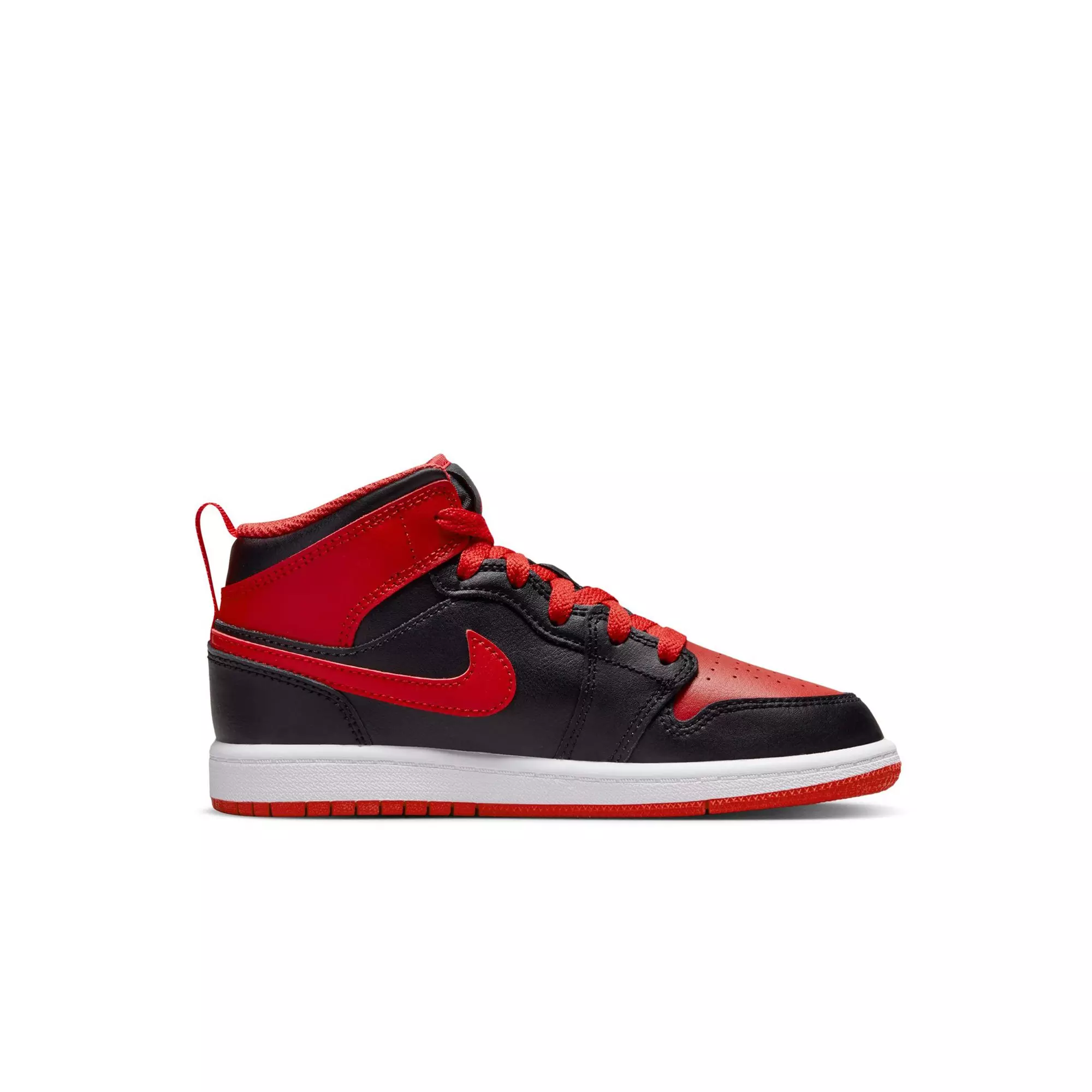 Jordan 1 Mid "Black/Fire Red/White" Preschool Boys' Shoe - RED/BLACK/WHITE
