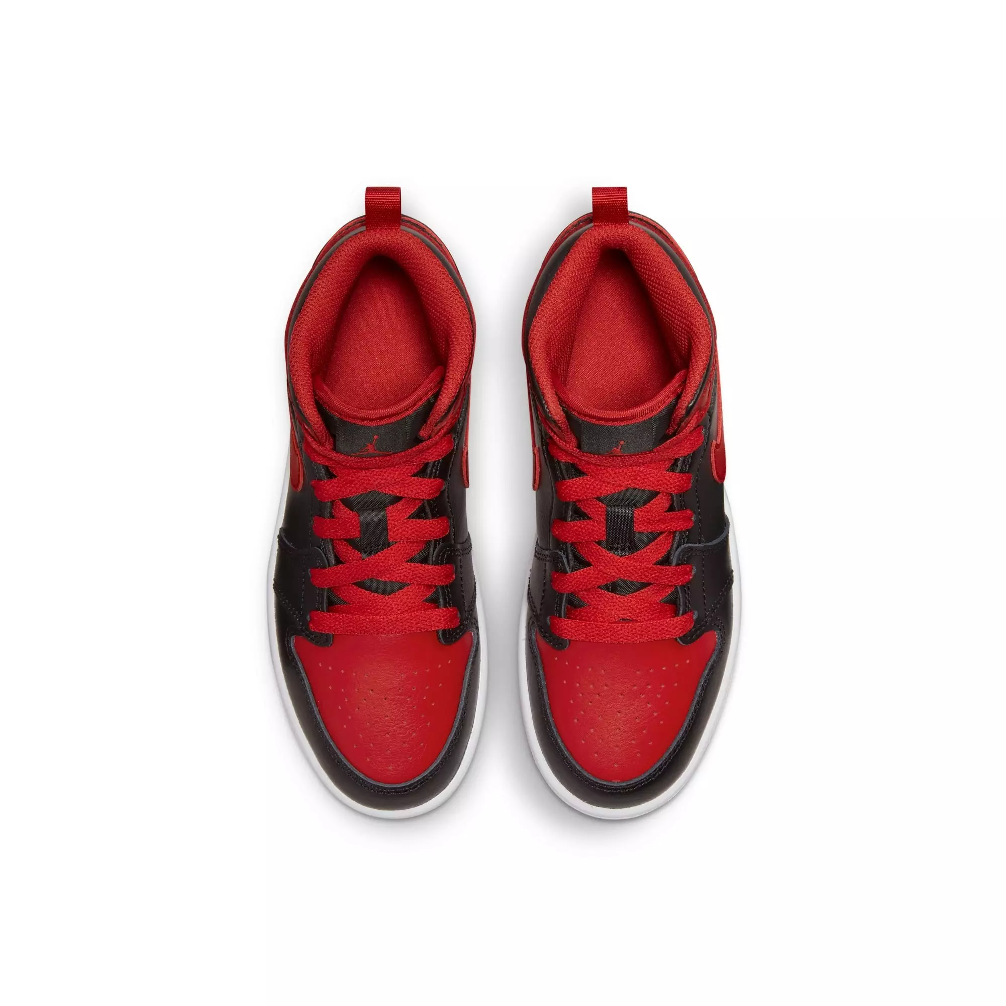 Jordan 1 Mid "Black/Fire Red/White" Preschool Boys' Shoe - RED/BLACK/WHITE