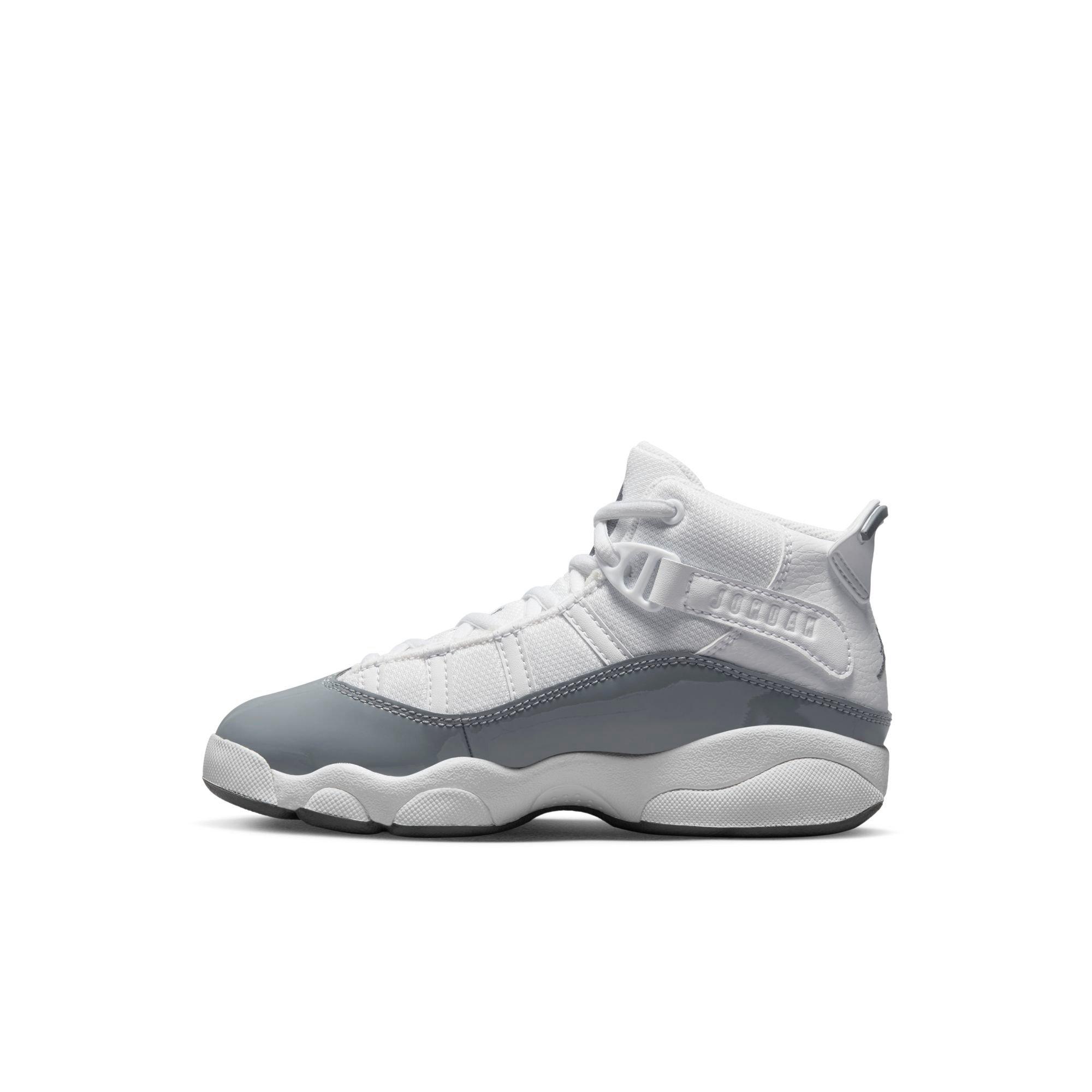 Jordan 6 Rings "White/Cool Grey/White" Preschool Boys' Shoe - WHITE/GREY Thumbnail View 3