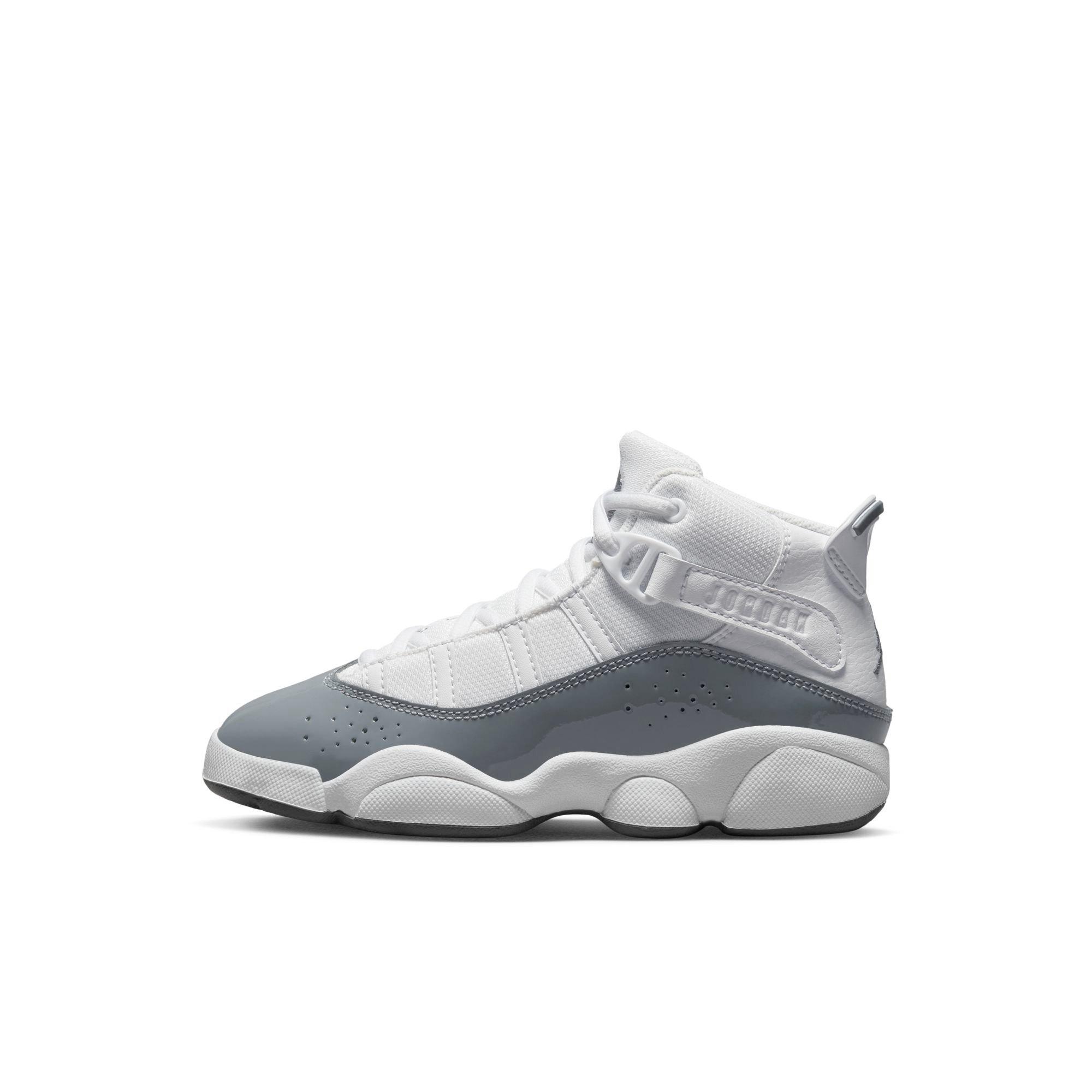 Jordan 6 Rings "White/Cool Grey/White" Preschool Boys' Shoe - WHITE/GREY Thumbnail View 4