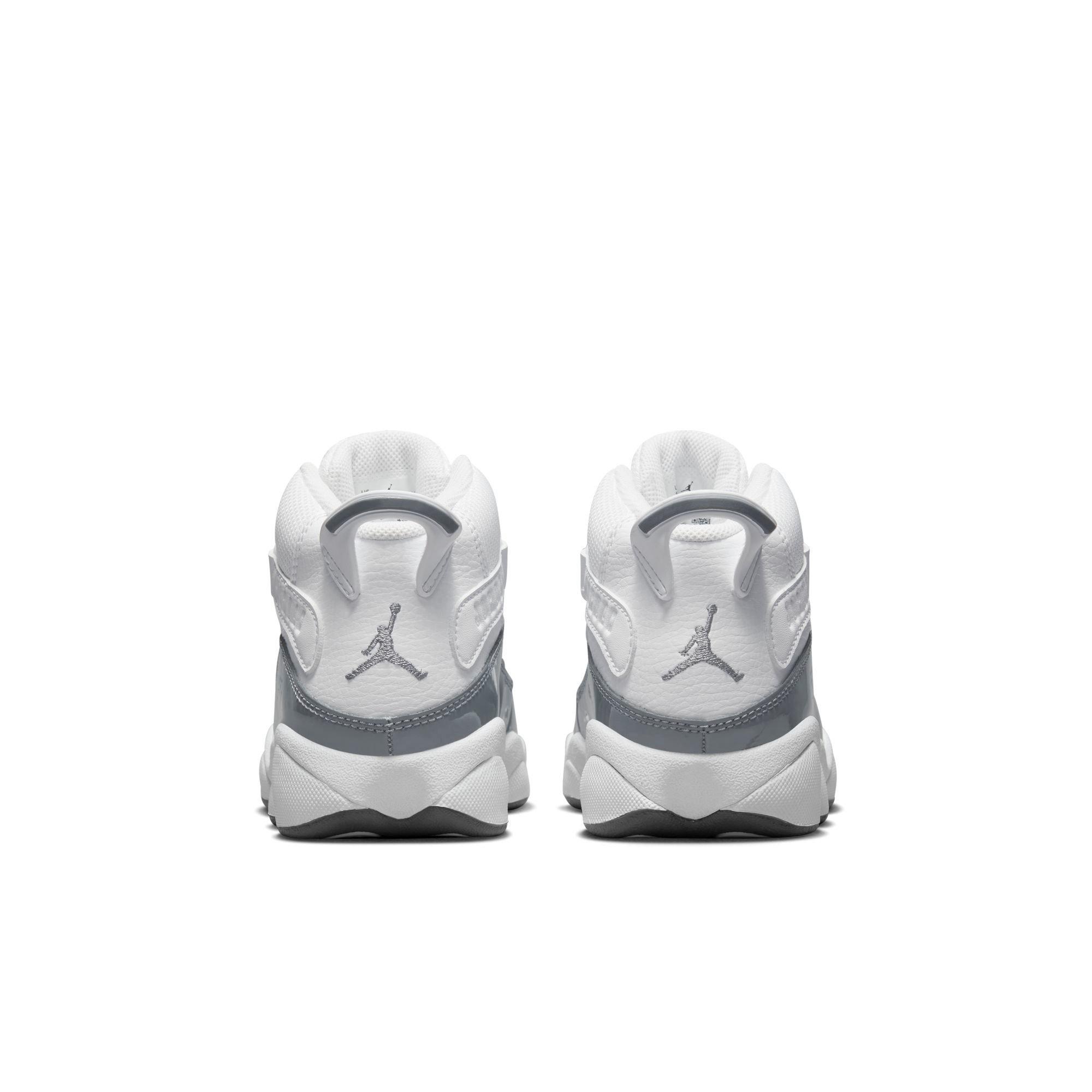 Jordan 6 Rings "White/Cool Grey/White" Preschool Boys' Shoe - WHITE/GREY Thumbnail View 7