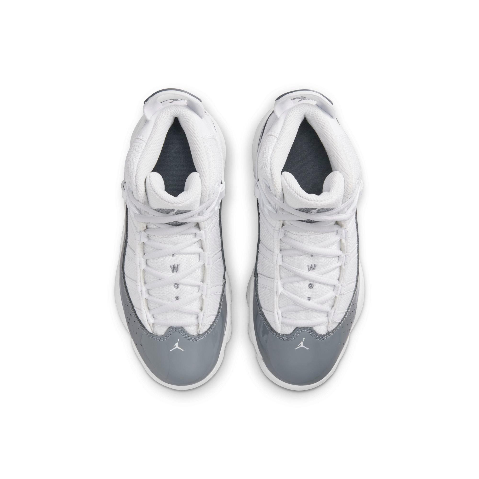 Jordan 6 Rings "White/Cool Grey/White" Preschool Boys' Shoe - WHITE/GREY Thumbnail View 9