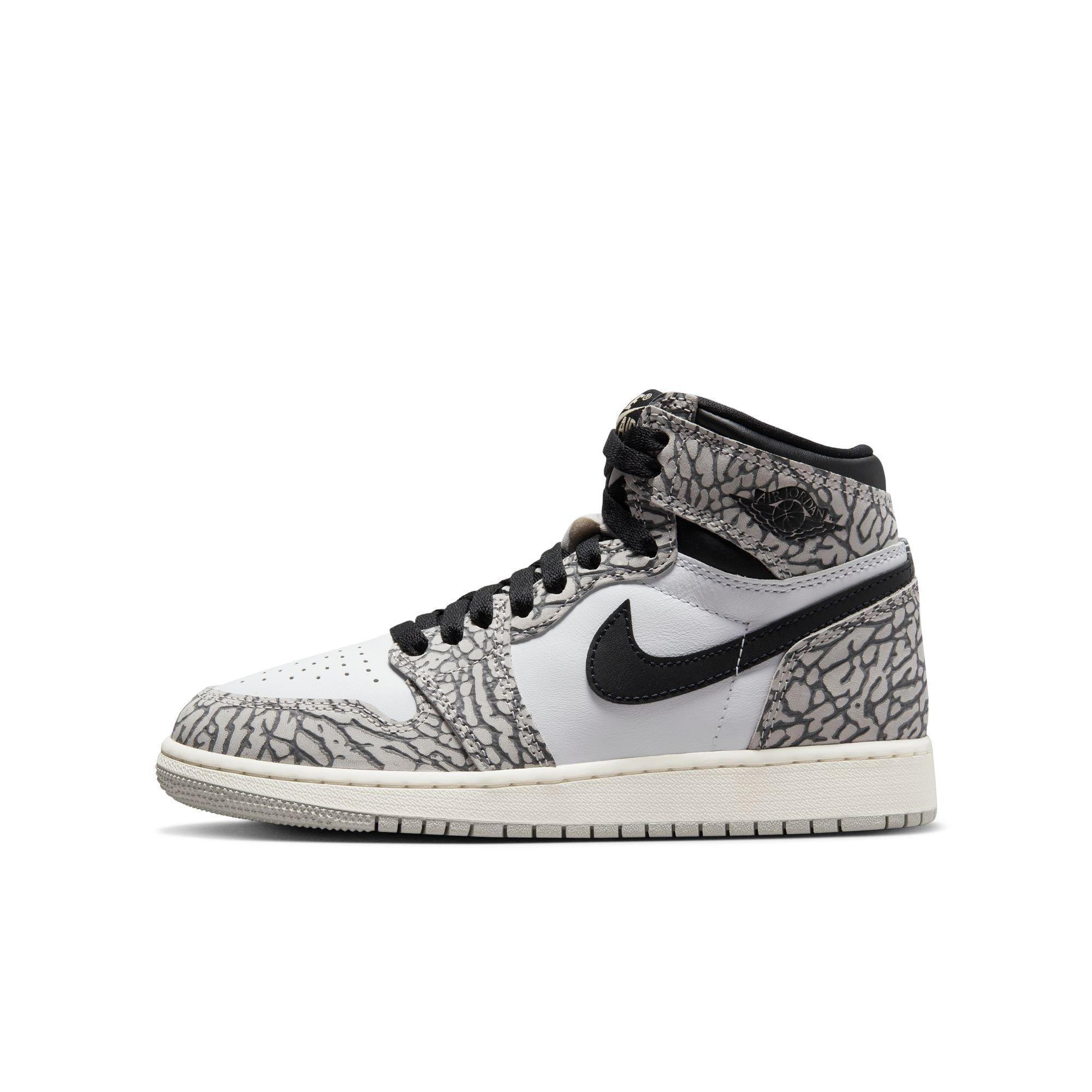 Jordan 1 Retro High OG "Elephant Print" Grade School Kids' Shoe - TECH GREY/MUSLIN/BLACK Thumbnail View 6