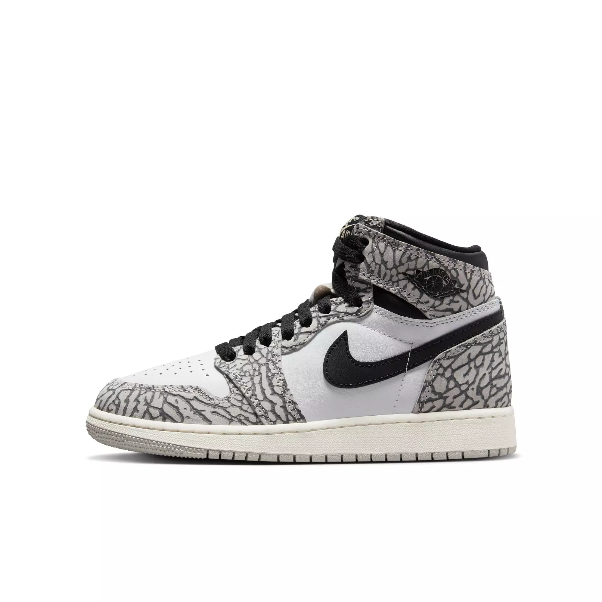 Jordan 1 Retro High OG "Elephant Print" Grade School Kids' Shoe - TECH GREY/MUSLIN/BLACK