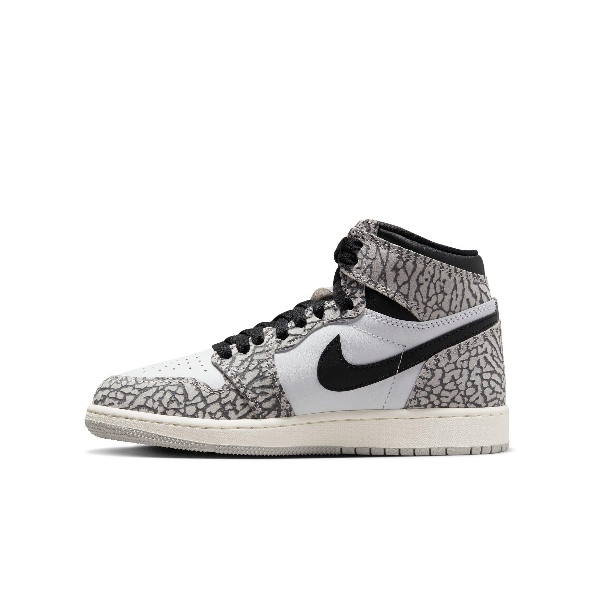 Jordan 1 Retro High OG "Elephant Print" Grade School Kids' Shoe - TECH GREY/MUSLIN/BLACK Thumbnail View 7