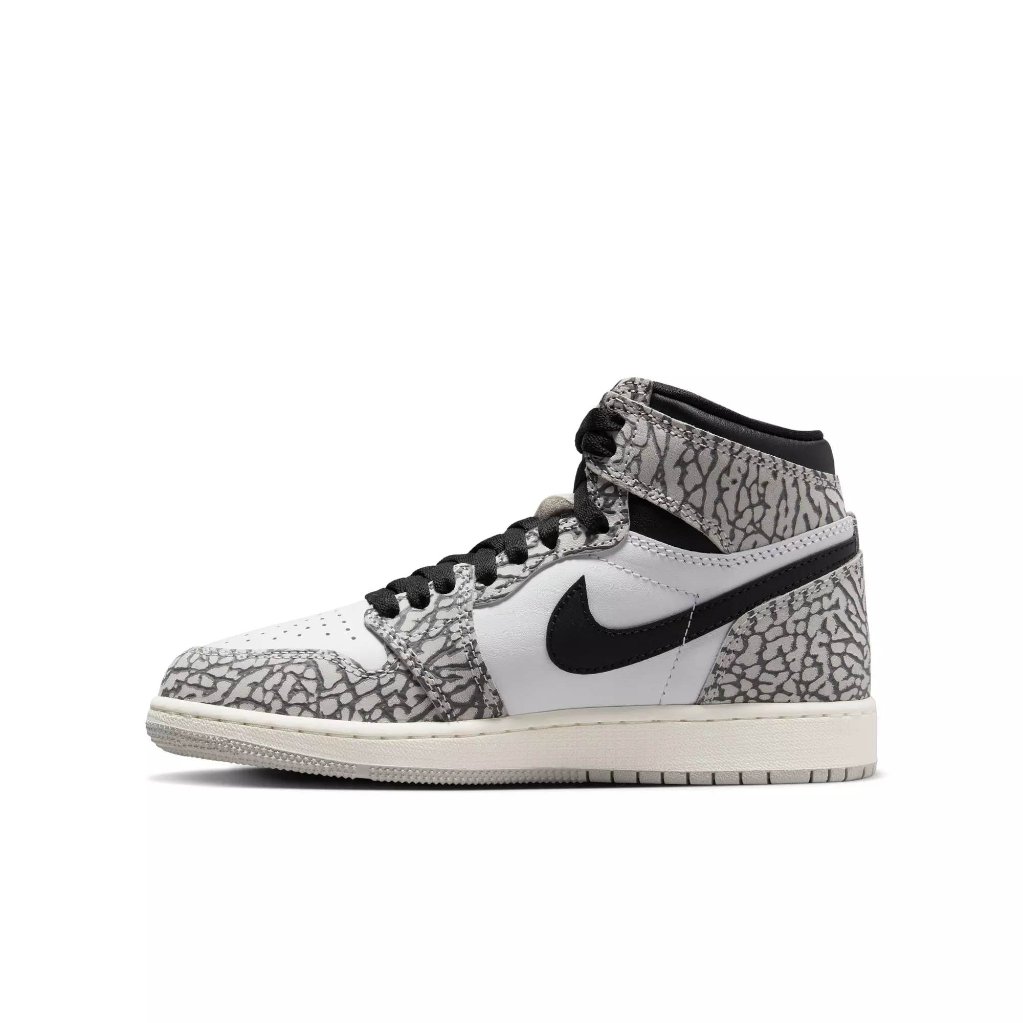 Jordan 1 Retro High OG "Elephant Print" Grade School Kids' Shoe - TECH GREY/MUSLIN/BLACK