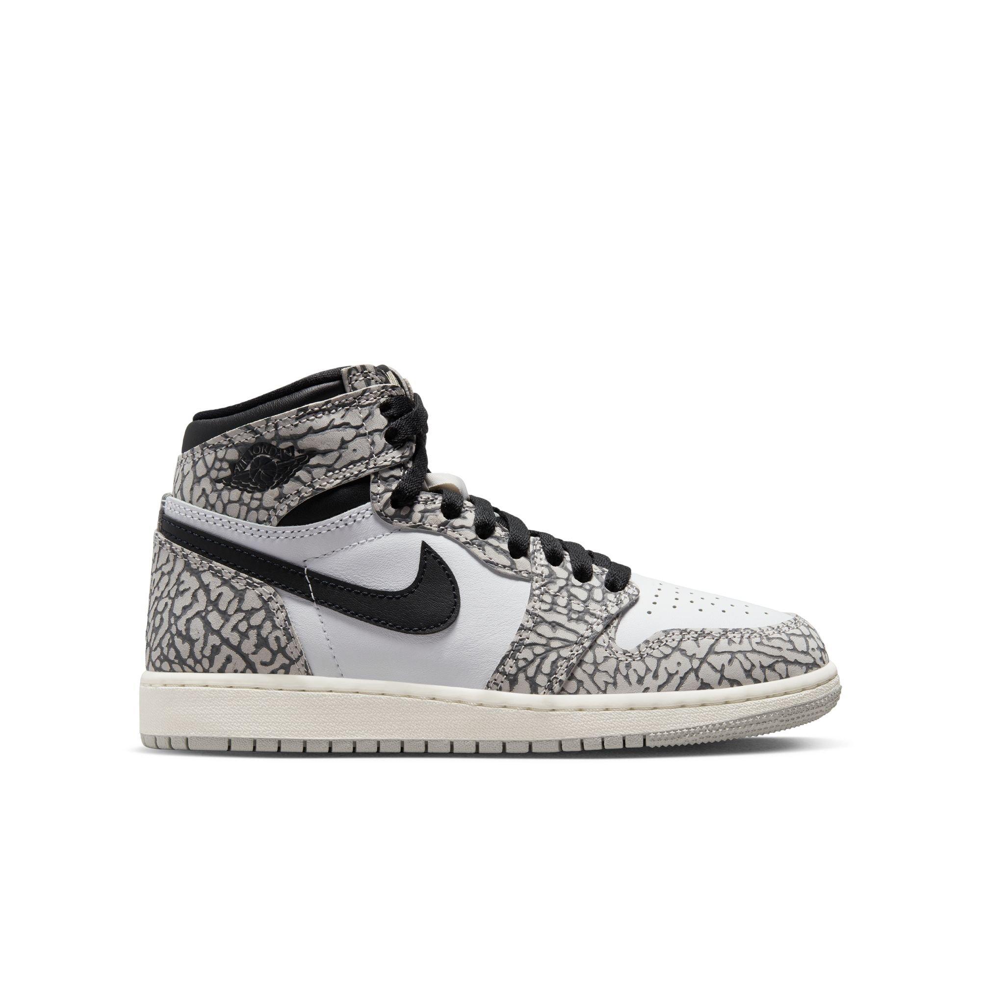 Jordan 1 Retro High OG "Elephant Print" Grade School Kids' Shoe - TECH GREY/MUSLIN/BLACK