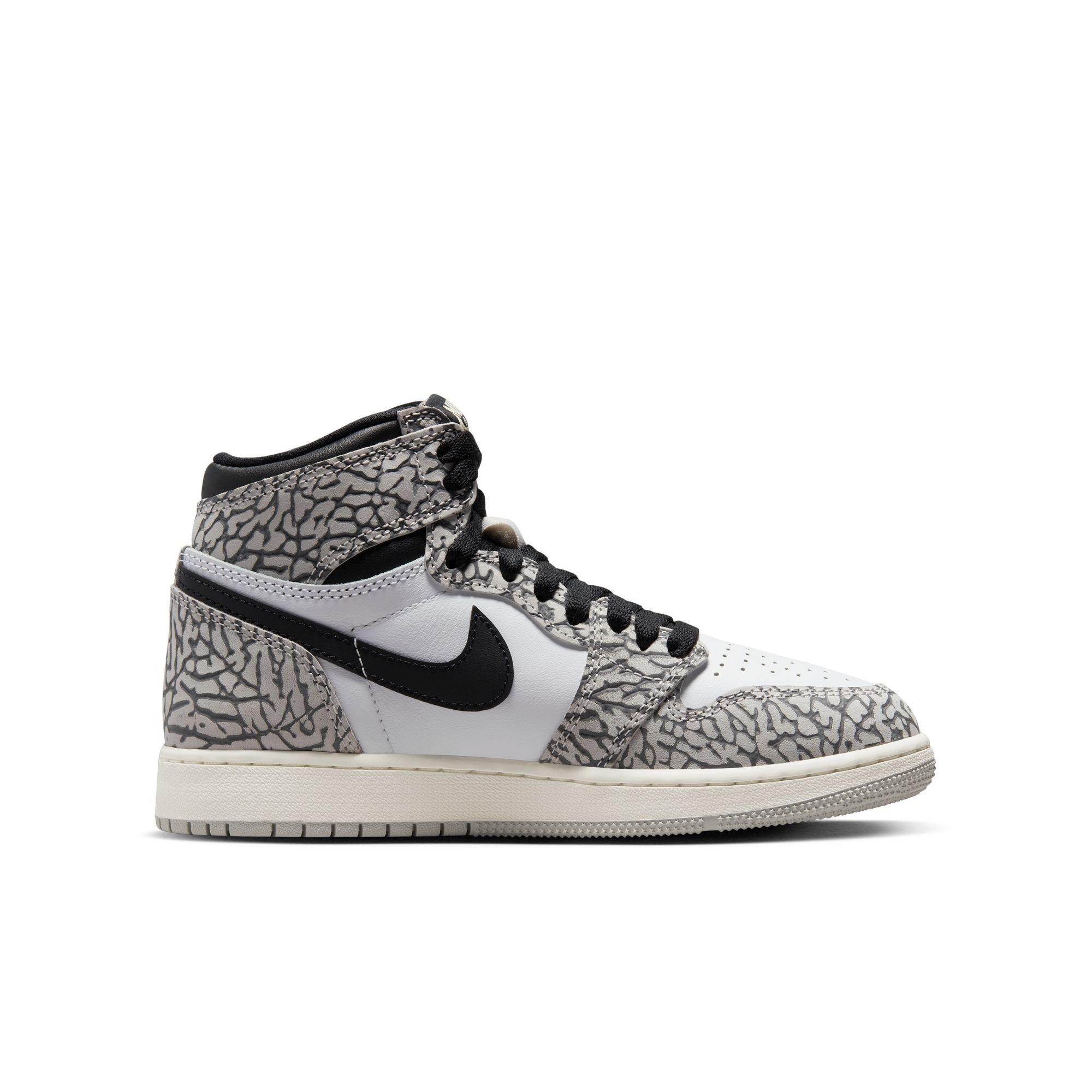Jordan 1 Retro High OG "Elephant Print" Grade School Kids' Shoe - TECH GREY/MUSLIN/BLACK Thumbnail View 2