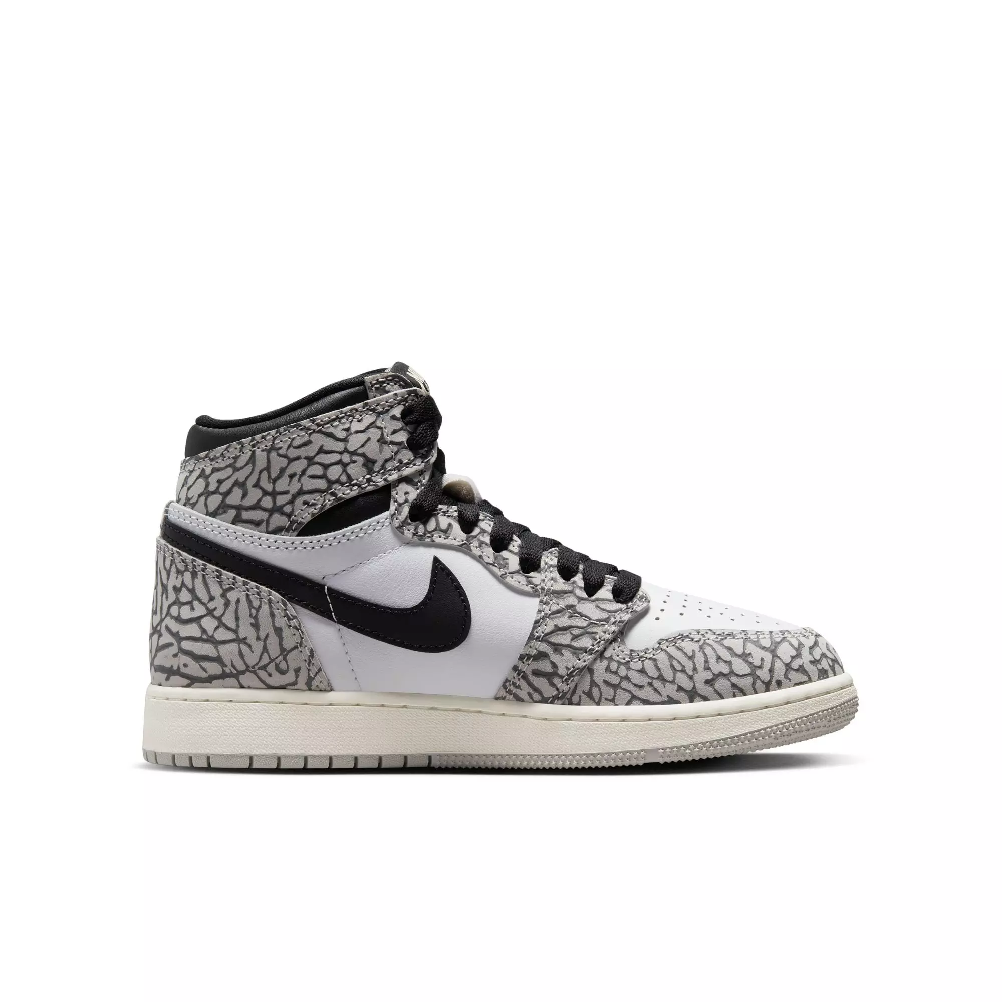 Jordan 1 Retro High OG "Elephant Print" Grade School Kids' Shoe - TECH GREY/MUSLIN/BLACK