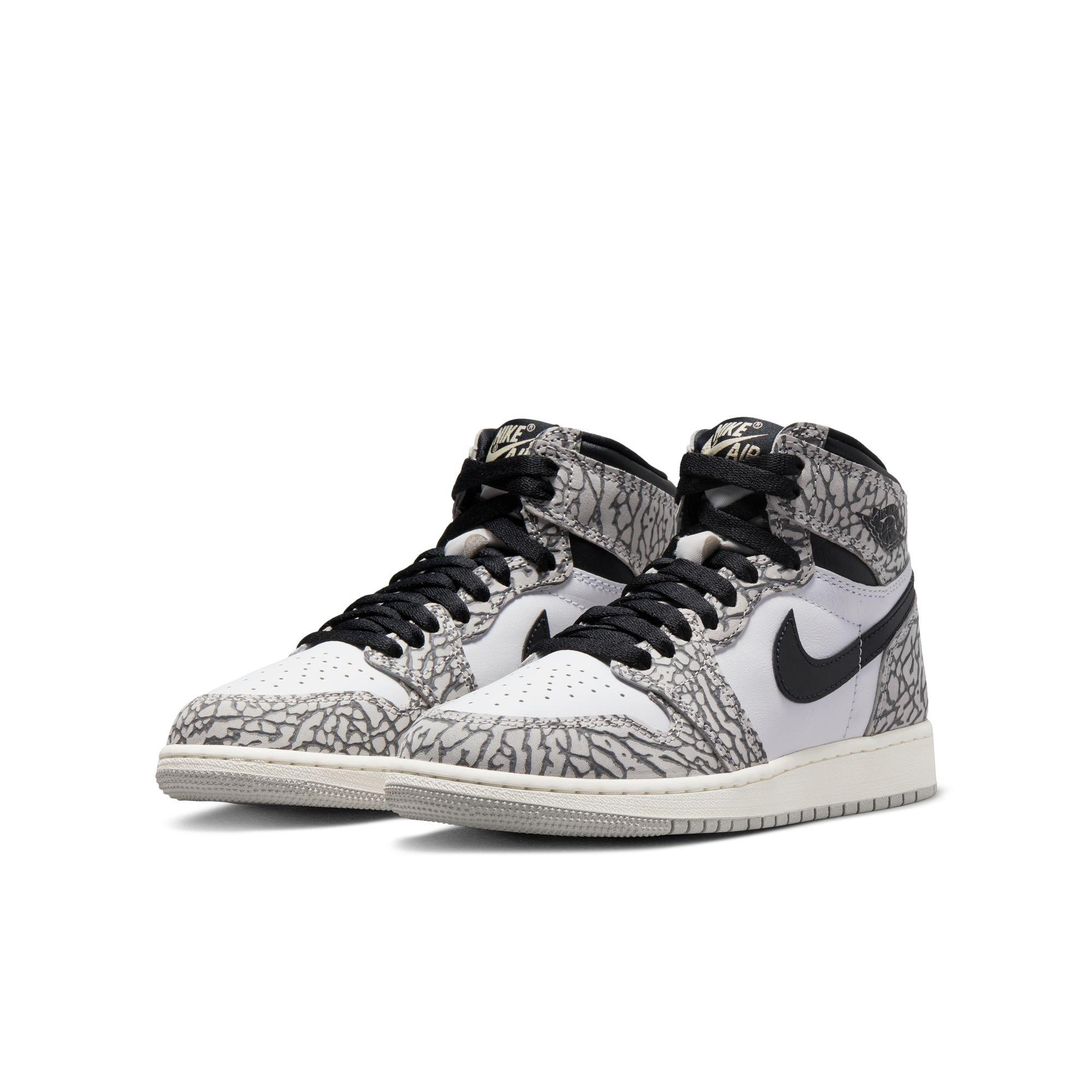 Jordan 1 Retro High OG "Elephant Print" Grade School Kids' Shoe - TECH GREY/MUSLIN/BLACK Thumbnail View 3