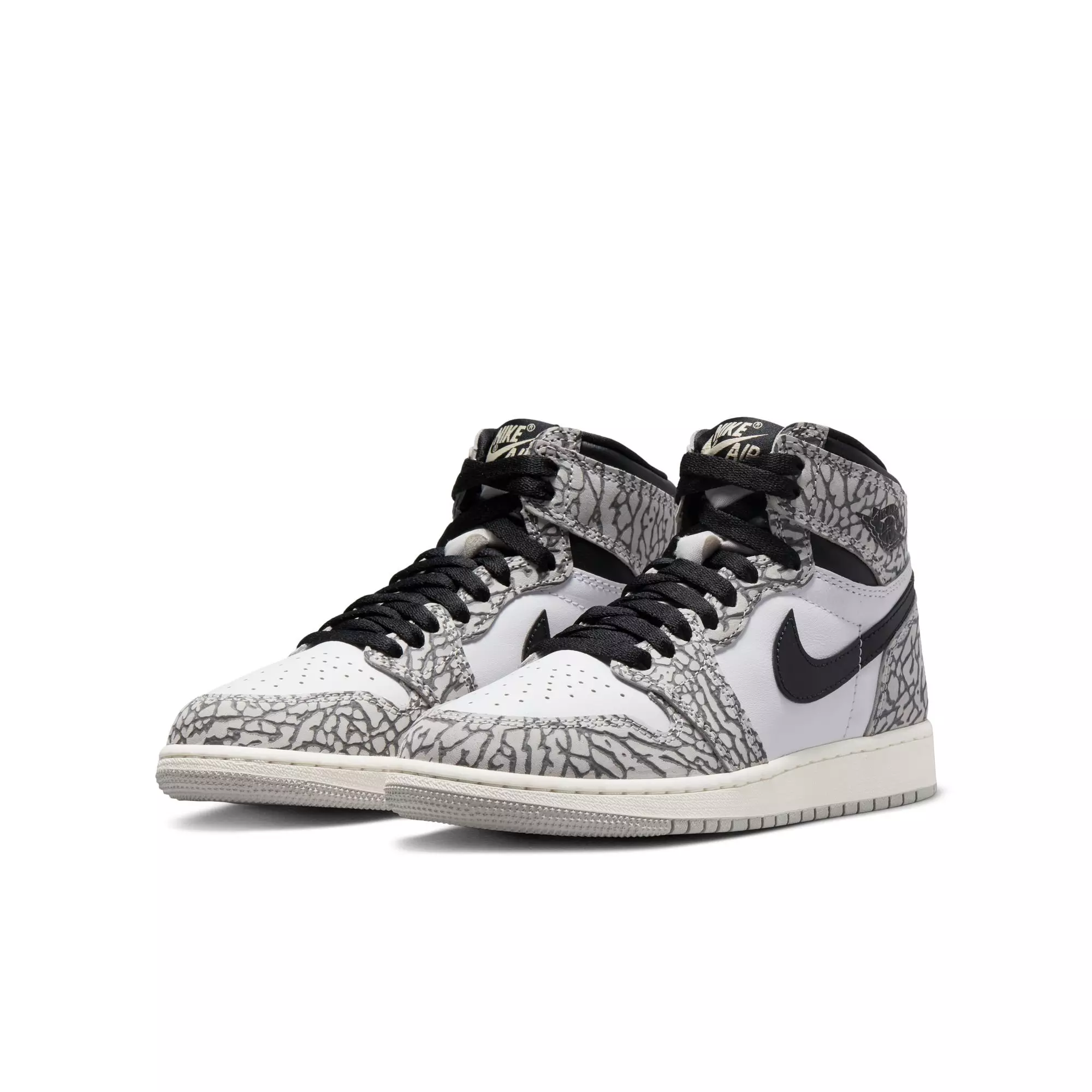 Jordan 1 Retro High OG "Elephant Print" Grade School Kids' Shoe - TECH GREY/MUSLIN/BLACK