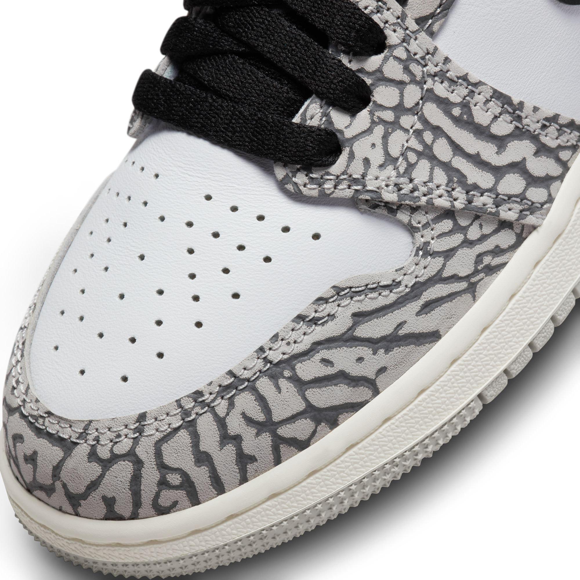 Jordan 1 Retro High OG "Elephant Print" Grade School Kids' Shoe - TECH GREY/MUSLIN/BLACK Thumbnail View 4