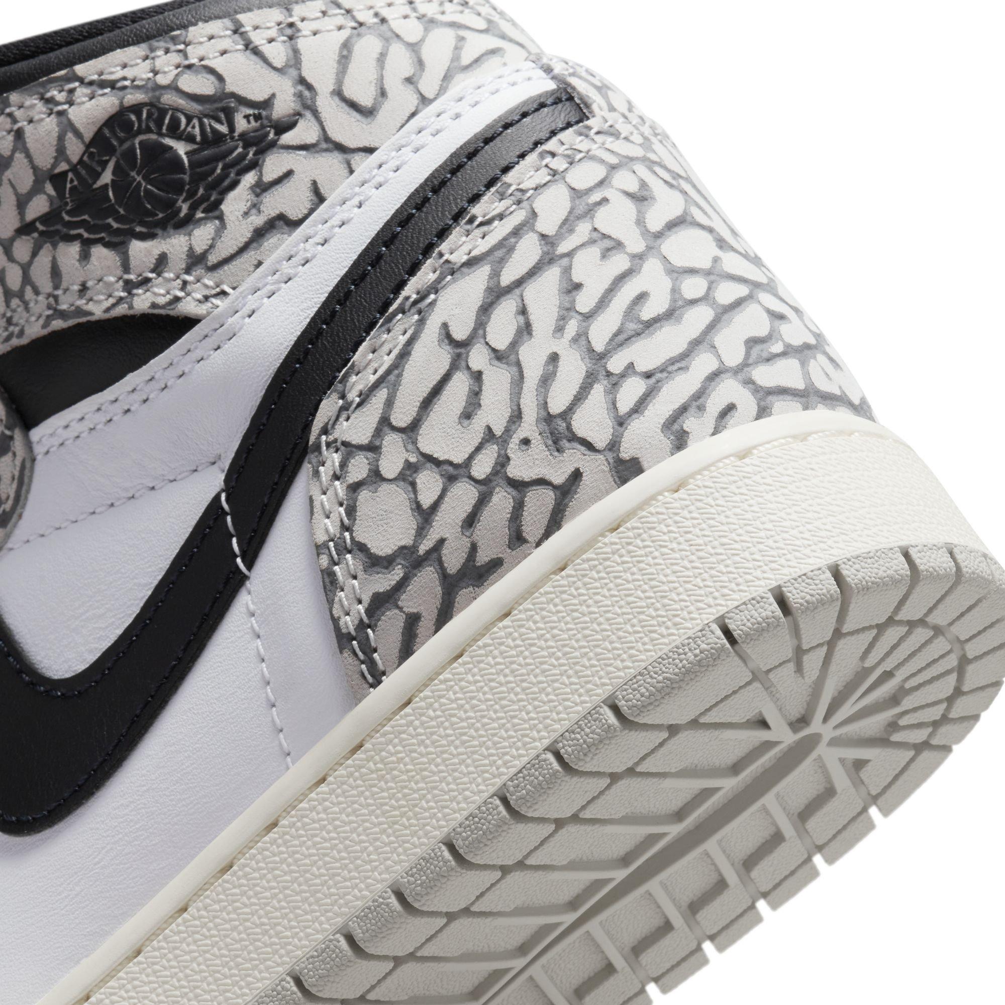 Jordan 1 Retro High OG "Elephant Print" Grade School Kids' Shoe - TECH GREY/MUSLIN/BLACK Thumbnail View 5