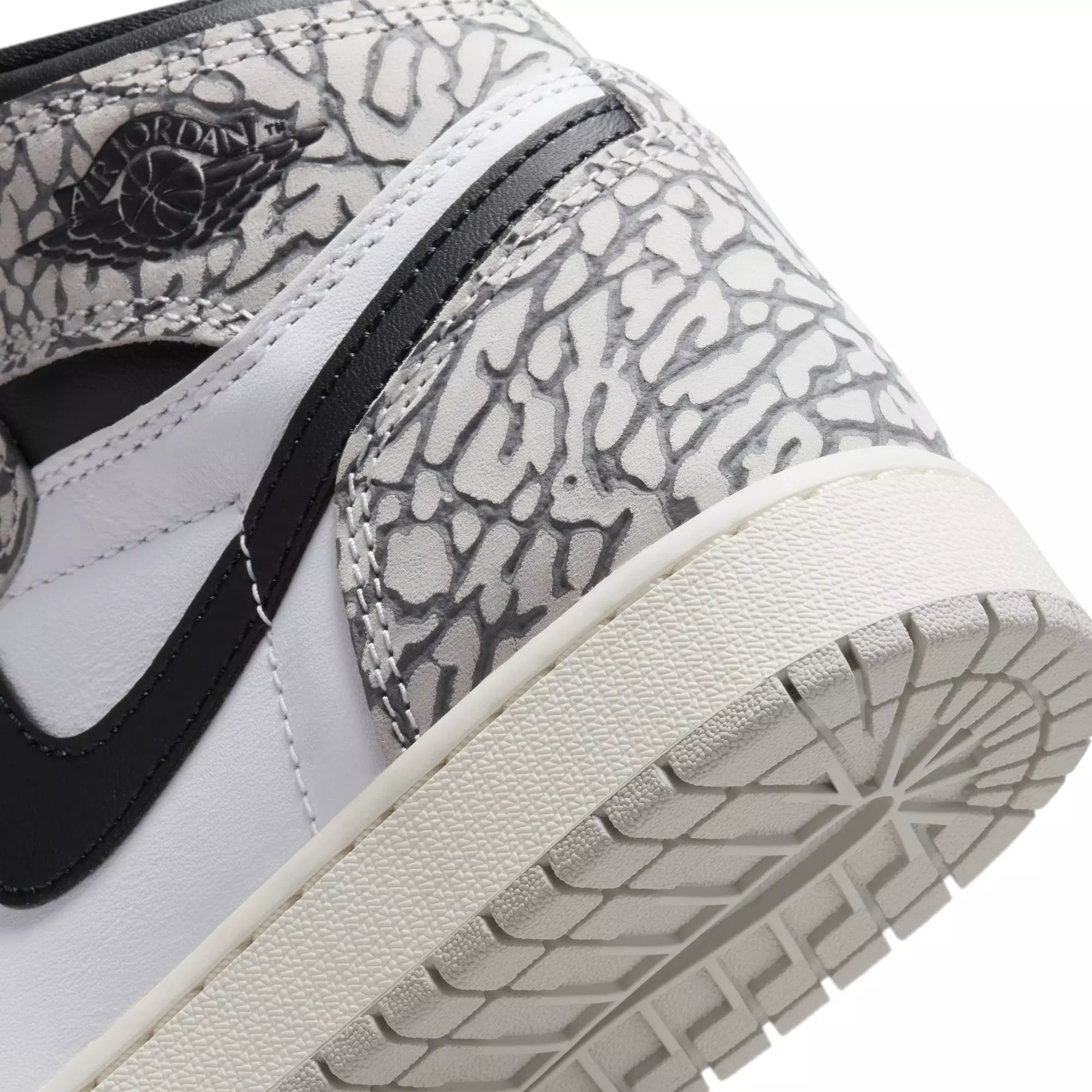 Jordan 1 Retro High OG "Elephant Print" Grade School Kids' Shoe - TECH GREY/MUSLIN/BLACK