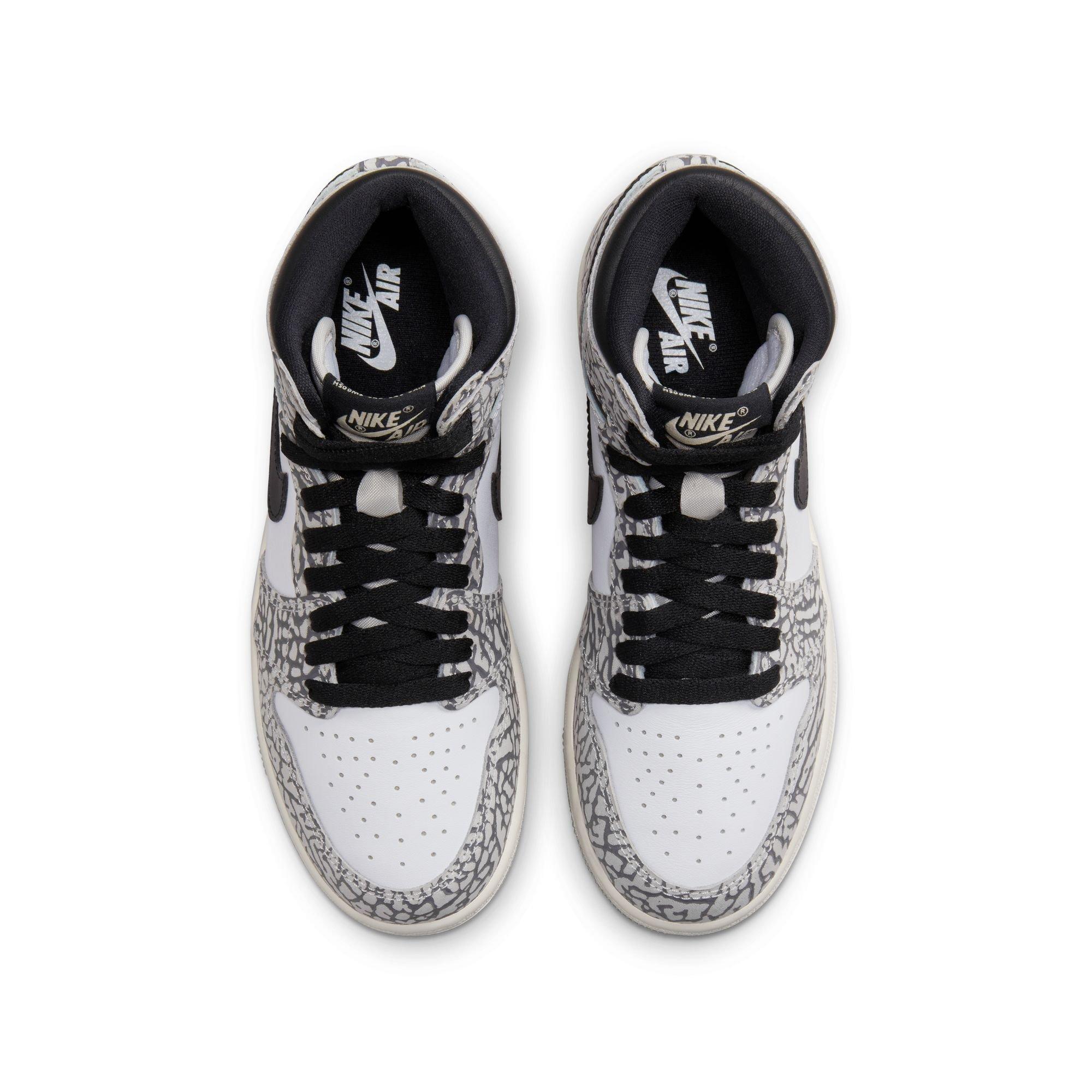 Jordan 1 Retro High OG "Elephant Print" Grade School Kids' Shoe - TECH GREY/MUSLIN/BLACK Thumbnail View 9