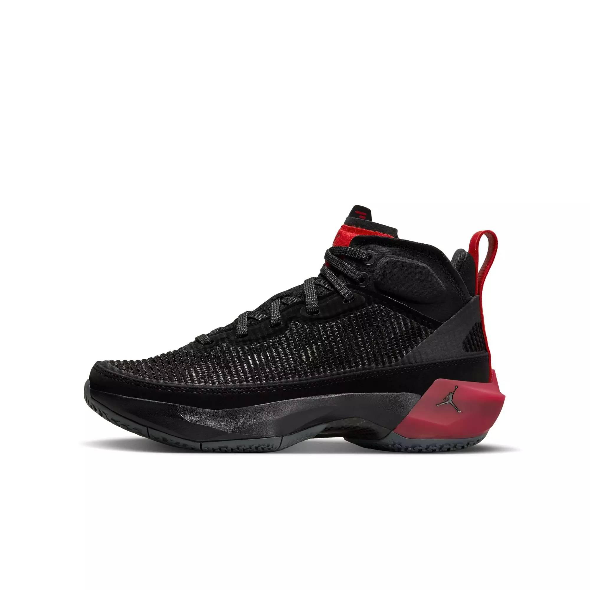 Jordan XXXVII "Bred" Grade School Kids' Basketball Shoe - BLACK/METALLIC GOLD/UNIVERSITY RED