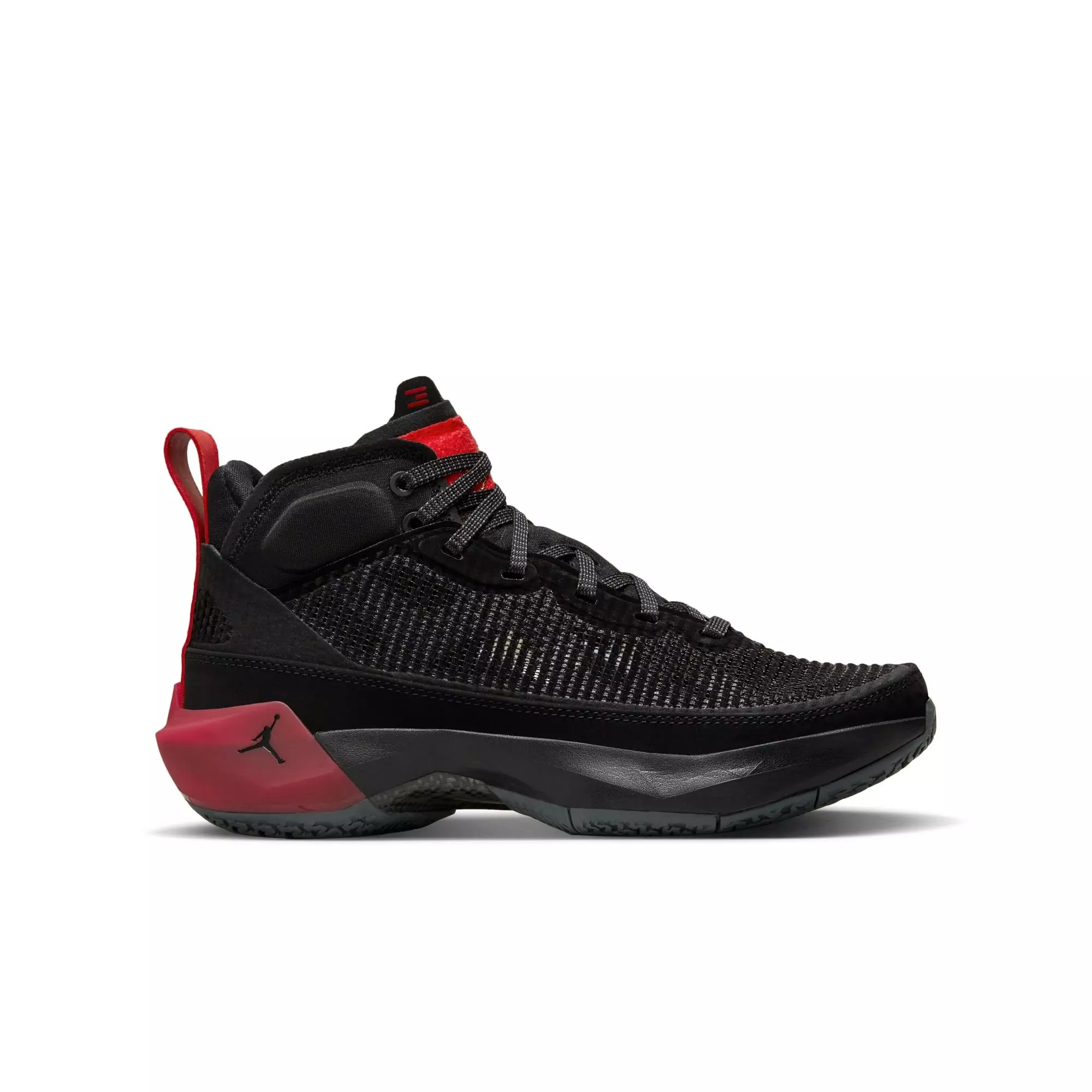 Jordan XXXVII "Bred" Grade School Kids' Basketball Shoe - BLACK/METALLIC GOLD/UNIVERSITY RED