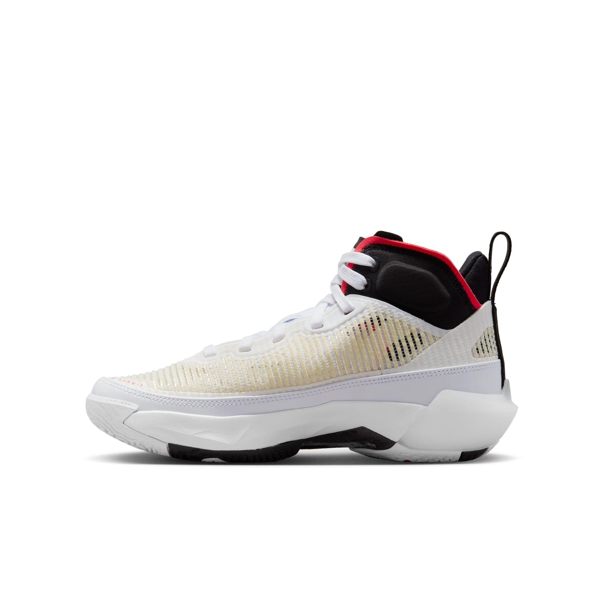 Jordan XXXVII "White/Black/Siren Red" Grade School Kids' Basketball Shoe - WHITE/BLACK/SIREN RED Thumbnail View 4