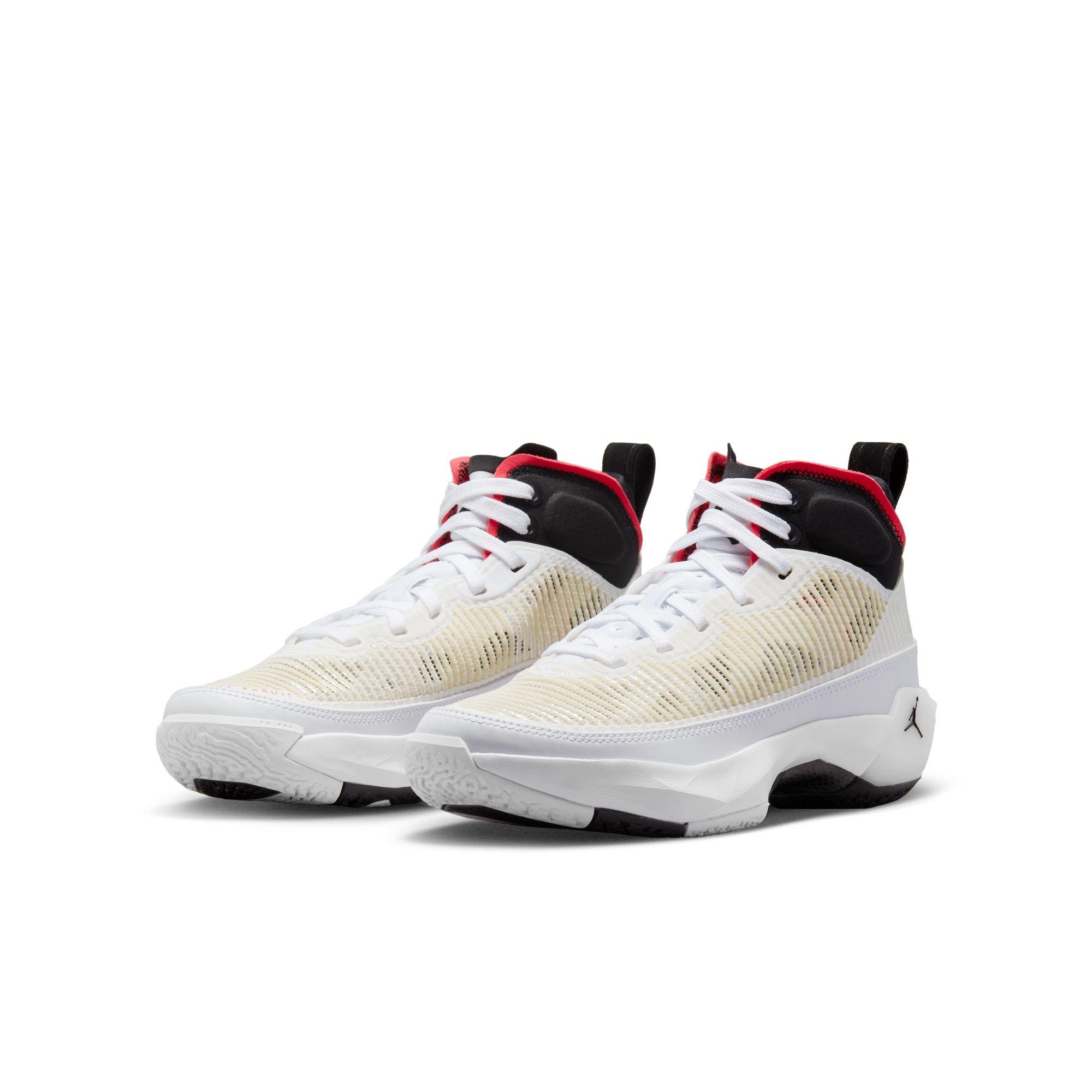 Jordan XXXVII "White/Black/Siren Red" Grade School Kids' Basketball Shoe - WHITE/BLACK/SIREN RED Thumbnail View 6