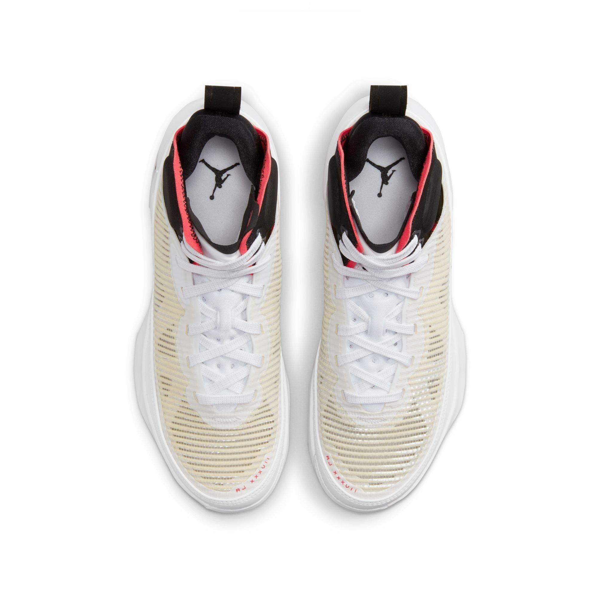 Jordan XXXVII "White/Black/Siren Red" Grade School Kids' Basketball Shoe - WHITE/BLACK/SIREN RED Thumbnail View 7
