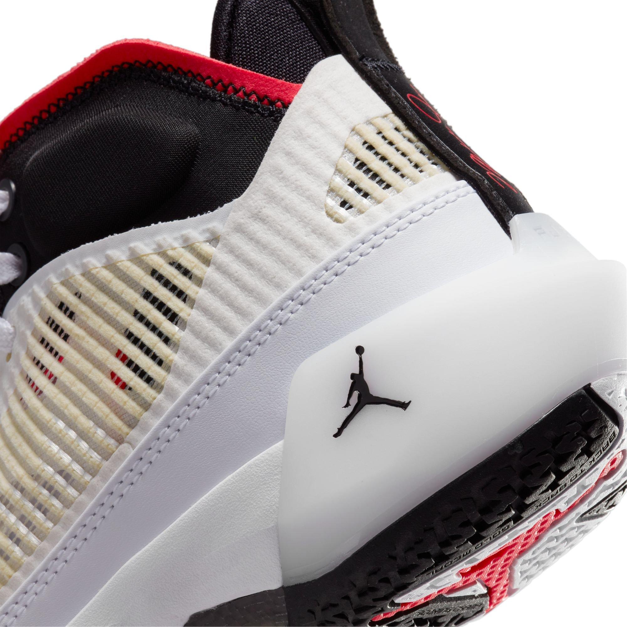 Jordan XXXVII "White/Black/Siren Red" Grade School Kids' Basketball Shoe - WHITE/BLACK/SIREN RED Thumbnail View 10