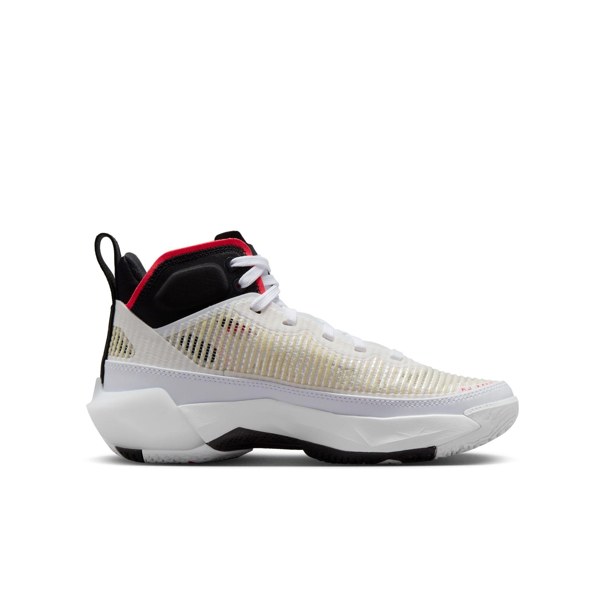 Jordan XXXVII "White/Black/Siren Red" Grade School Kids' Basketball Shoe - WHITE/BLACK/SIREN RED Thumbnail View 3