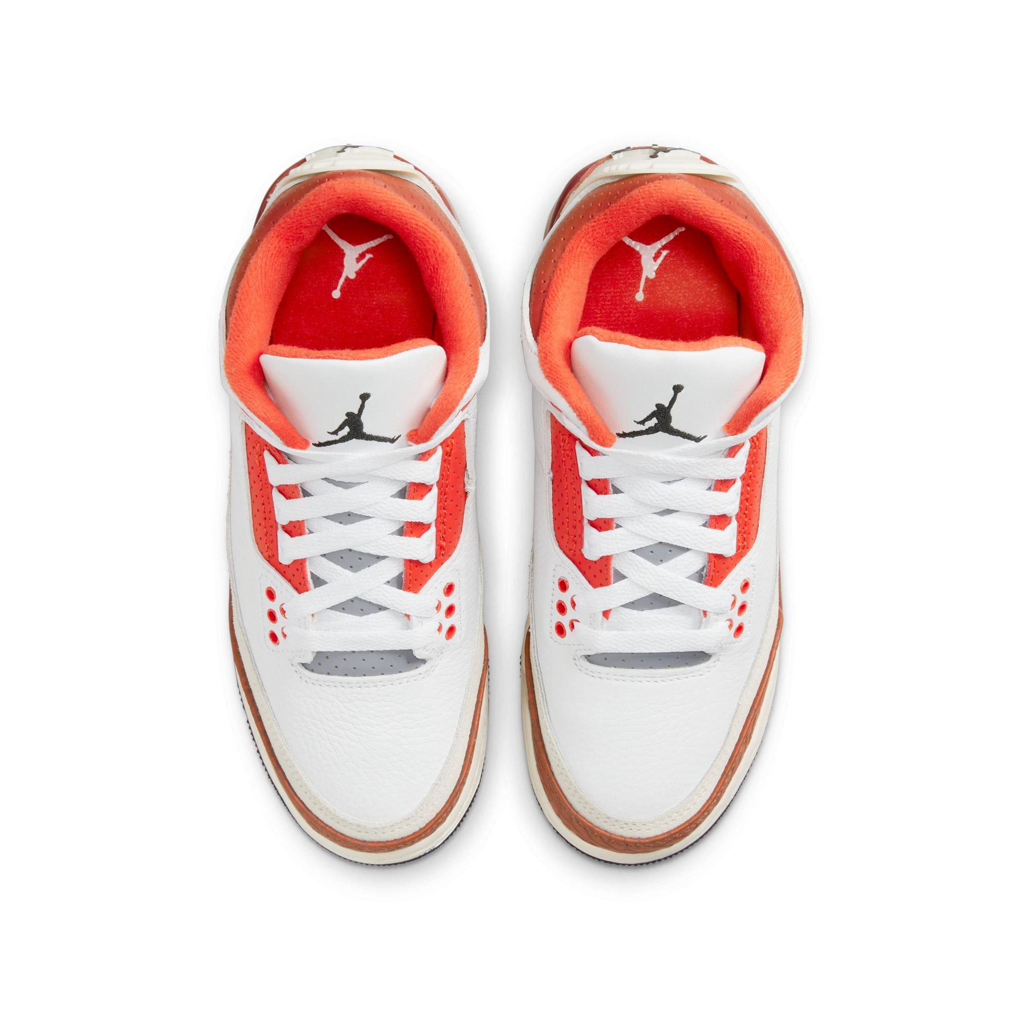 Jordan 3 Retro Grade School Kids' "White/Black/Mars Stone/Team Orange" Shoe