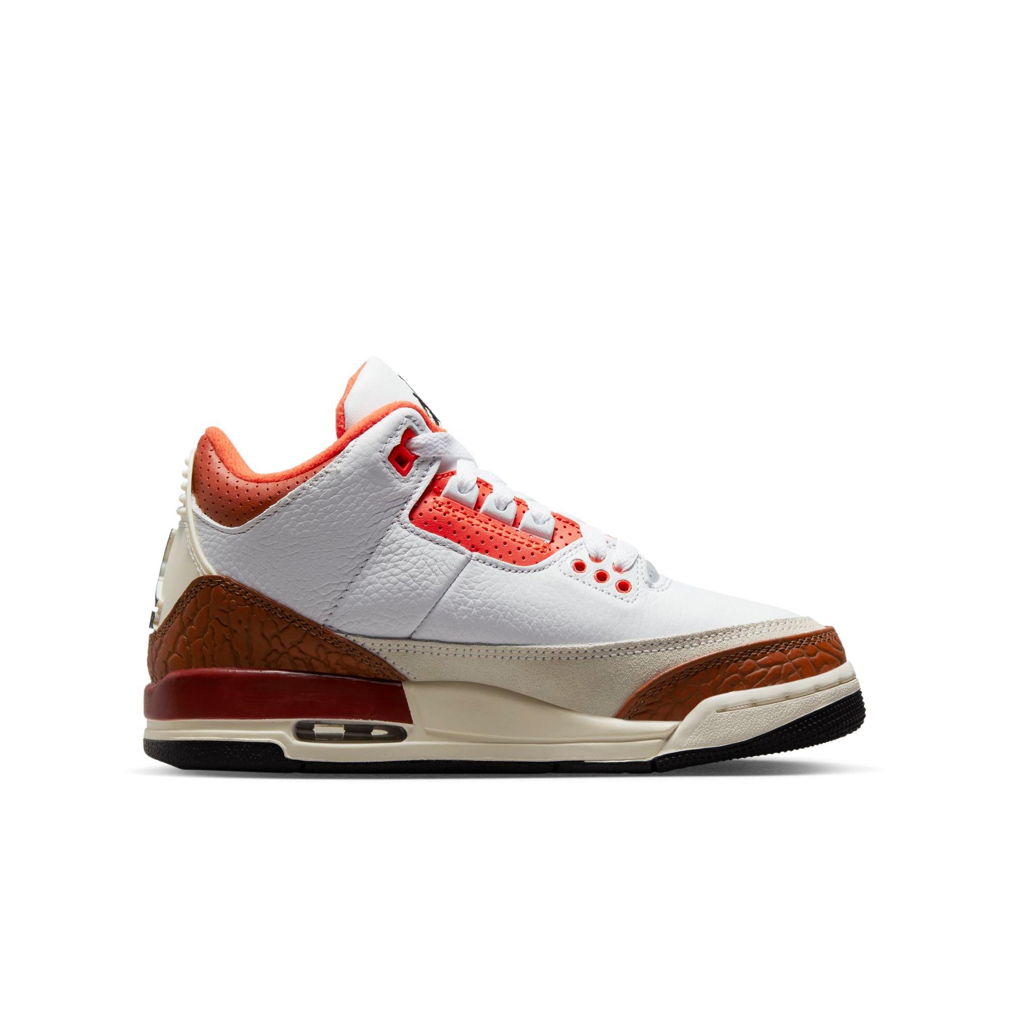 Jordan 3 Retro Grade School Kids' "White/Black/Mars Stone/Team Orange" Shoe