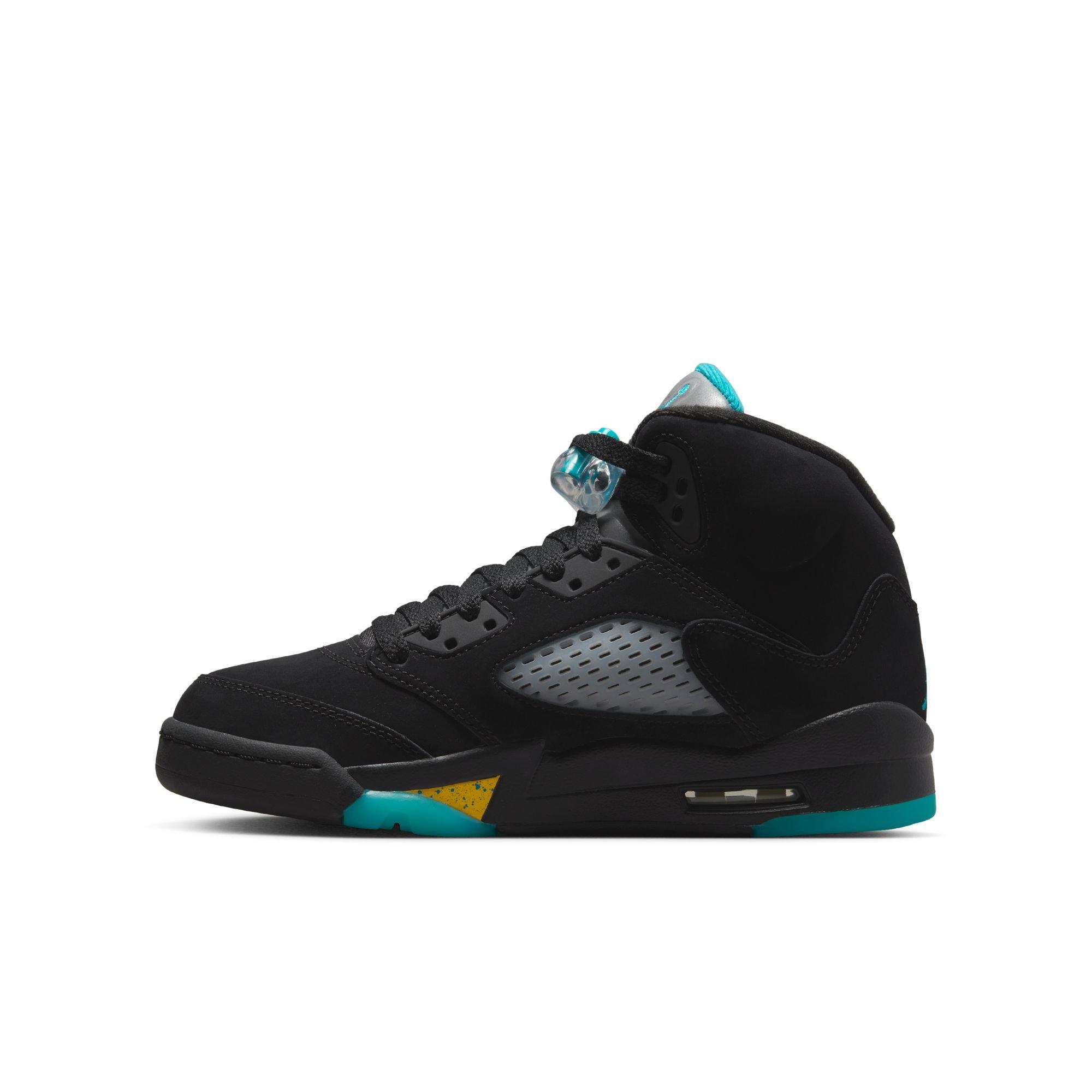 Jordan 5 Retro Black Aquatone Taxi Grade School Kids Shoe