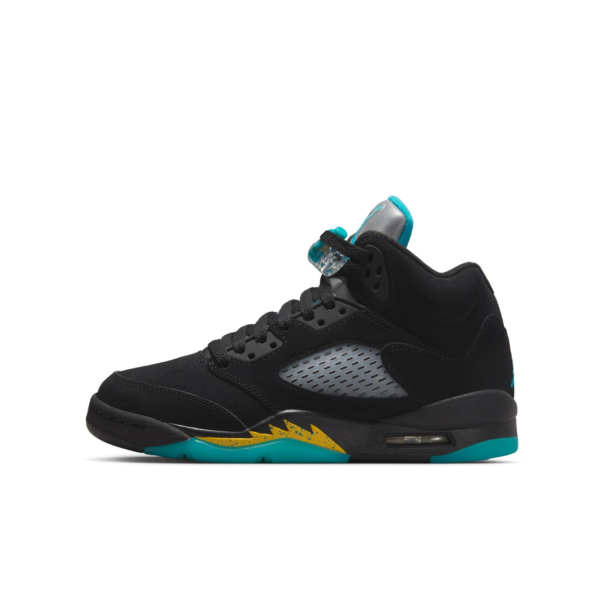 Jordan 5 Retro Grade School Kids' "Black/Aquatone/Taxi" Shoe