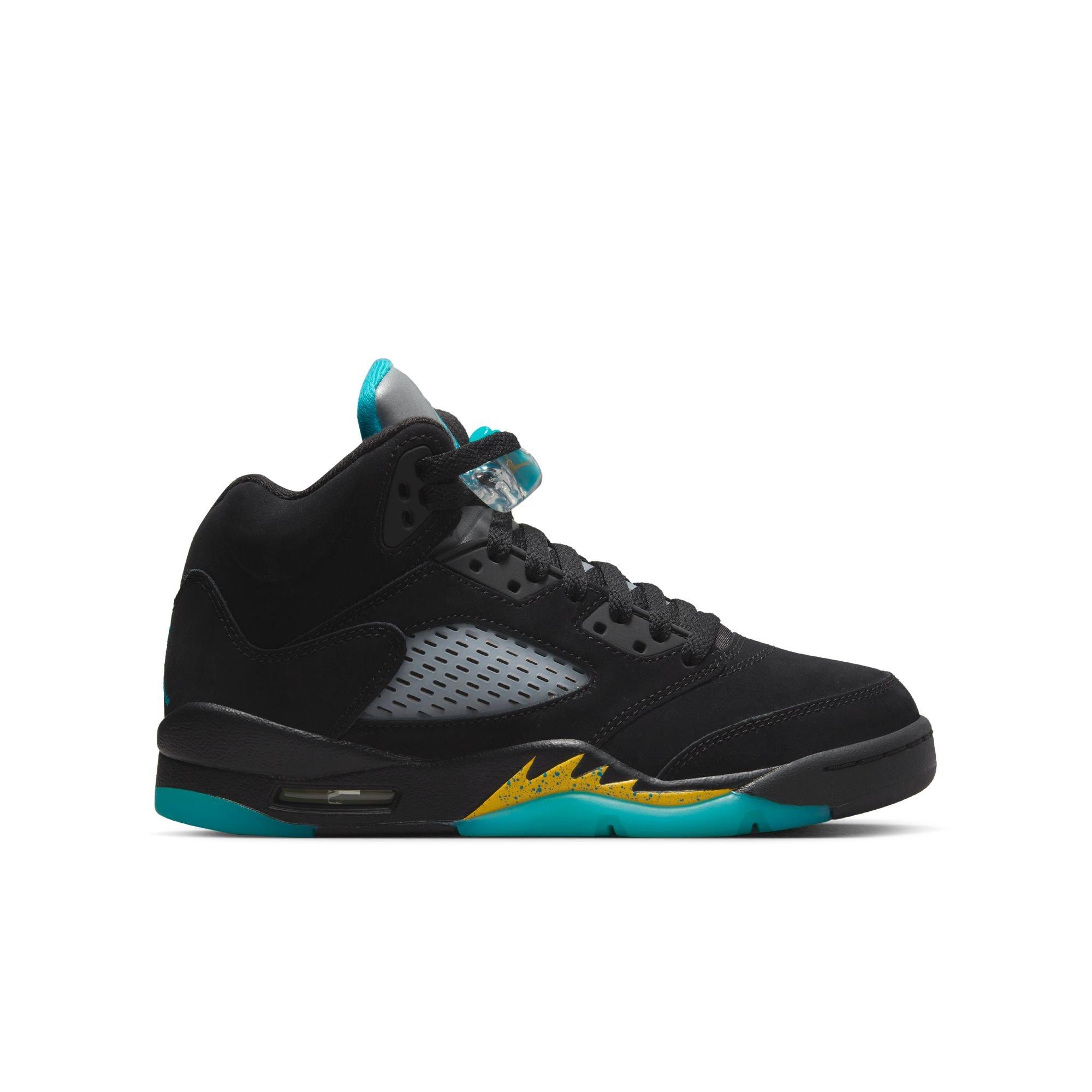 Jordan 5 Retro Black Aquatone Taxi Grade School Kids Shoe Hibbett