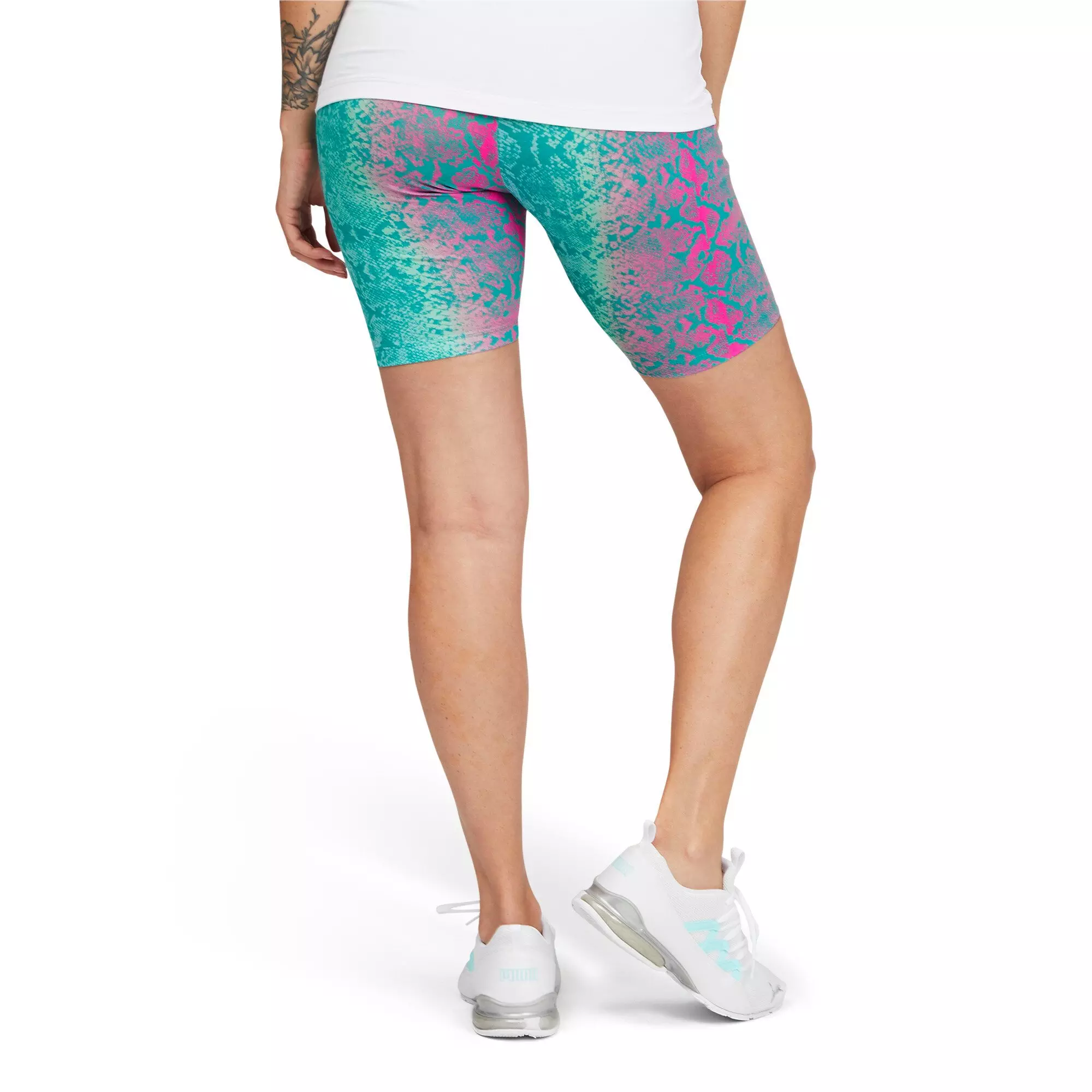 PUMA Women's Printed Snake Bike Shorts - Blue - BLUE