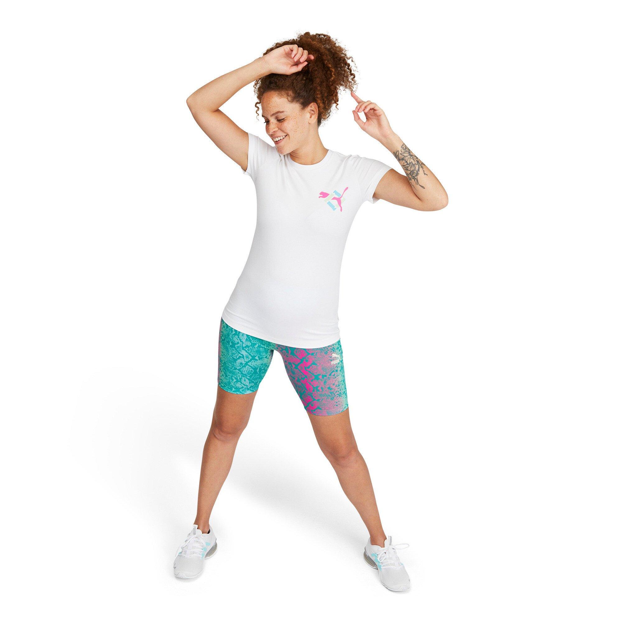 PUMA Women's Printed Snake Bike Shorts - Blue - BLUE Thumbnail View 3