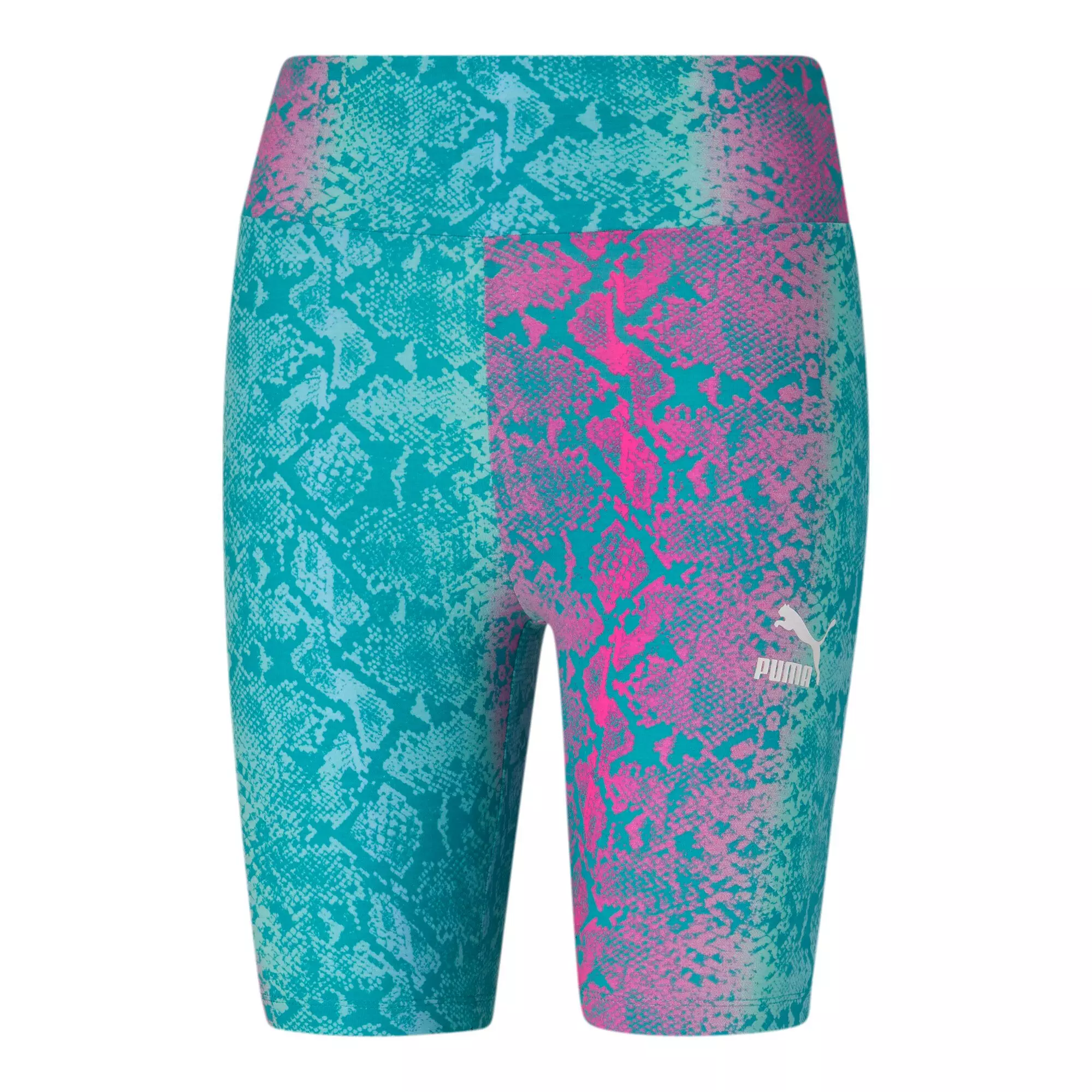 PUMA Women's Printed Snake Bike Shorts - Blue - BLUE