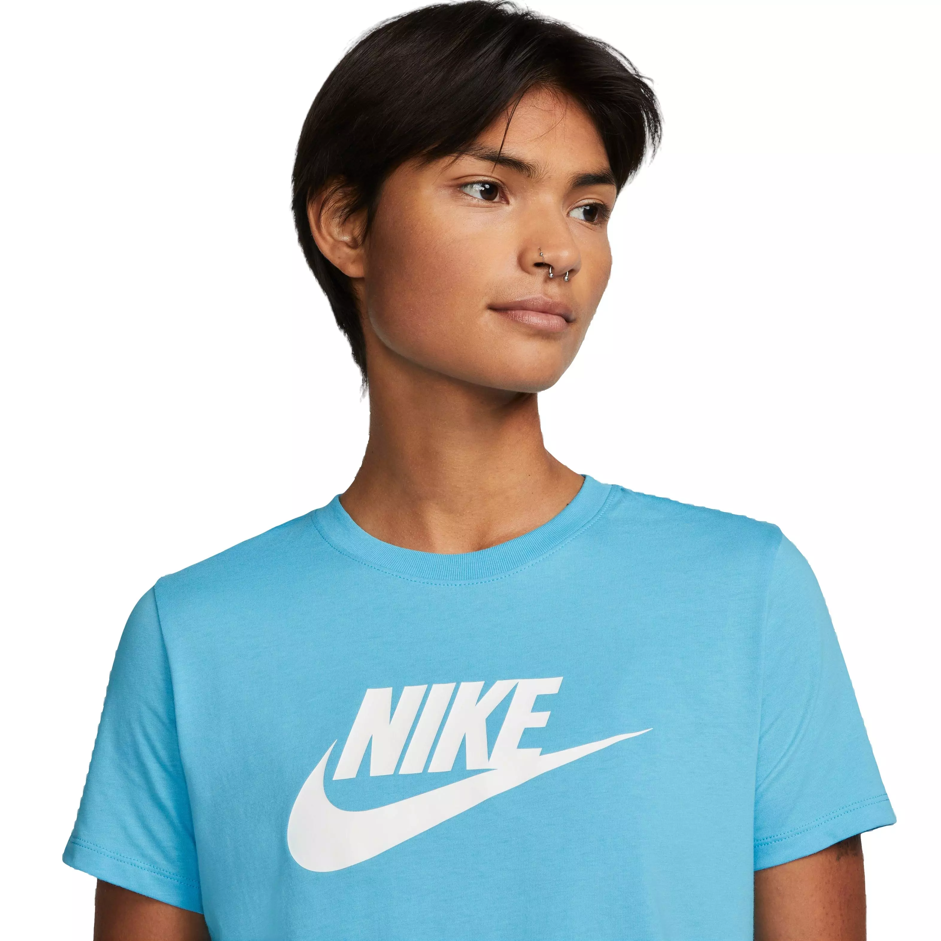 Nike Women's Sportswear Essentials Logo Tee-Blue - BLUE