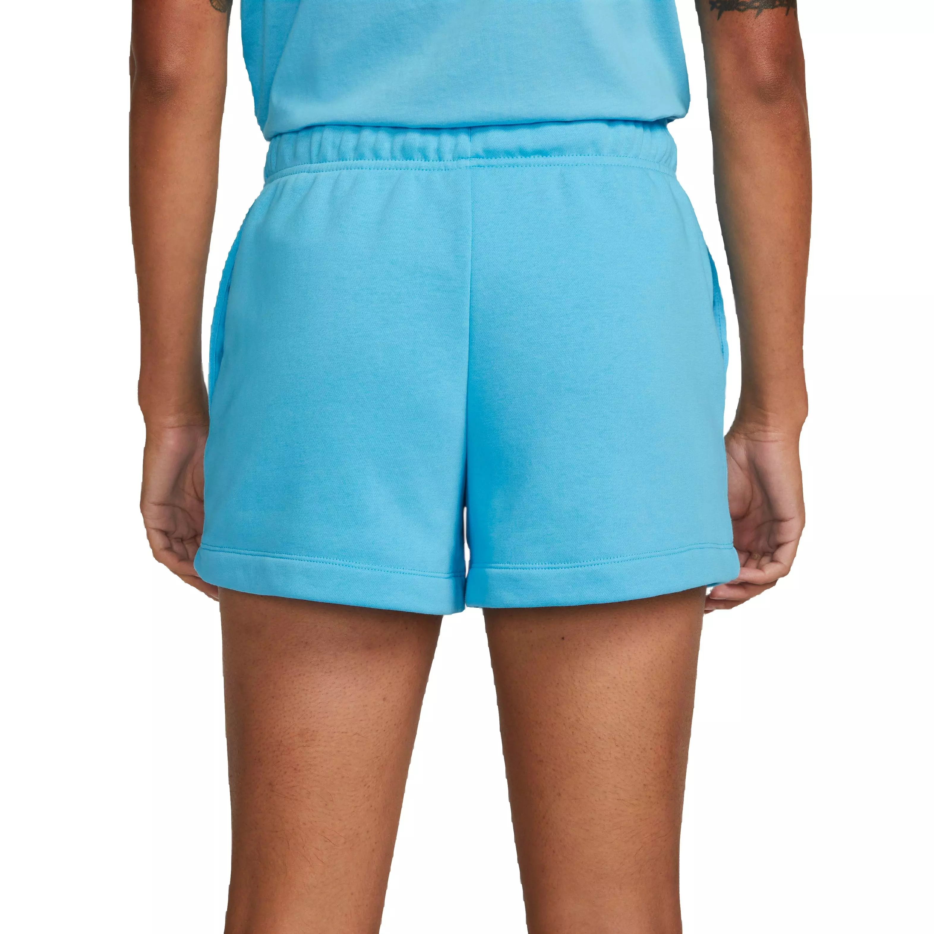 Nike Women's Sportswear Club Fleece Mid-Rise Shorts-Blue - BLUE