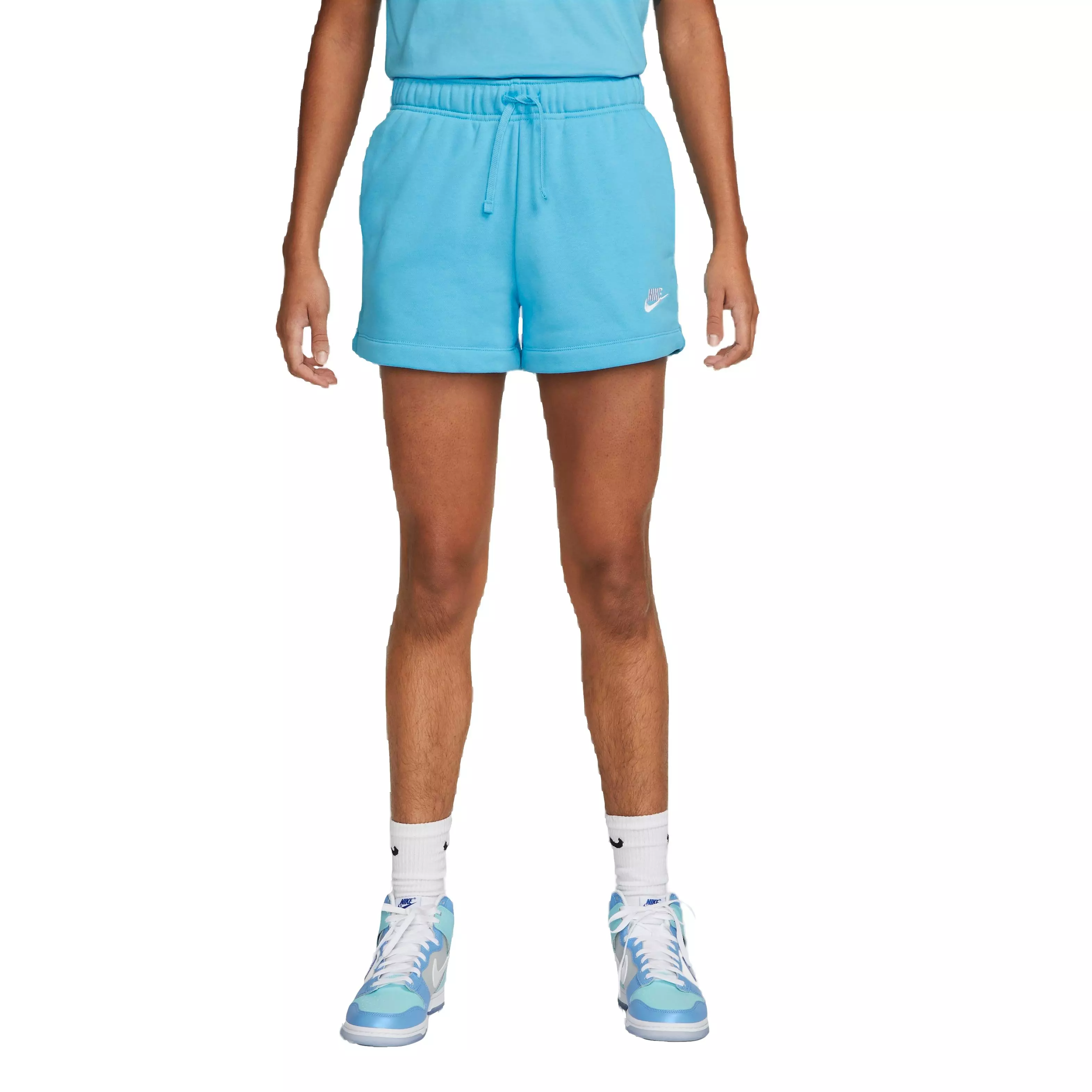 Nike Women's Sportswear Club Fleece Mid-Rise Shorts-Blue - BLUE