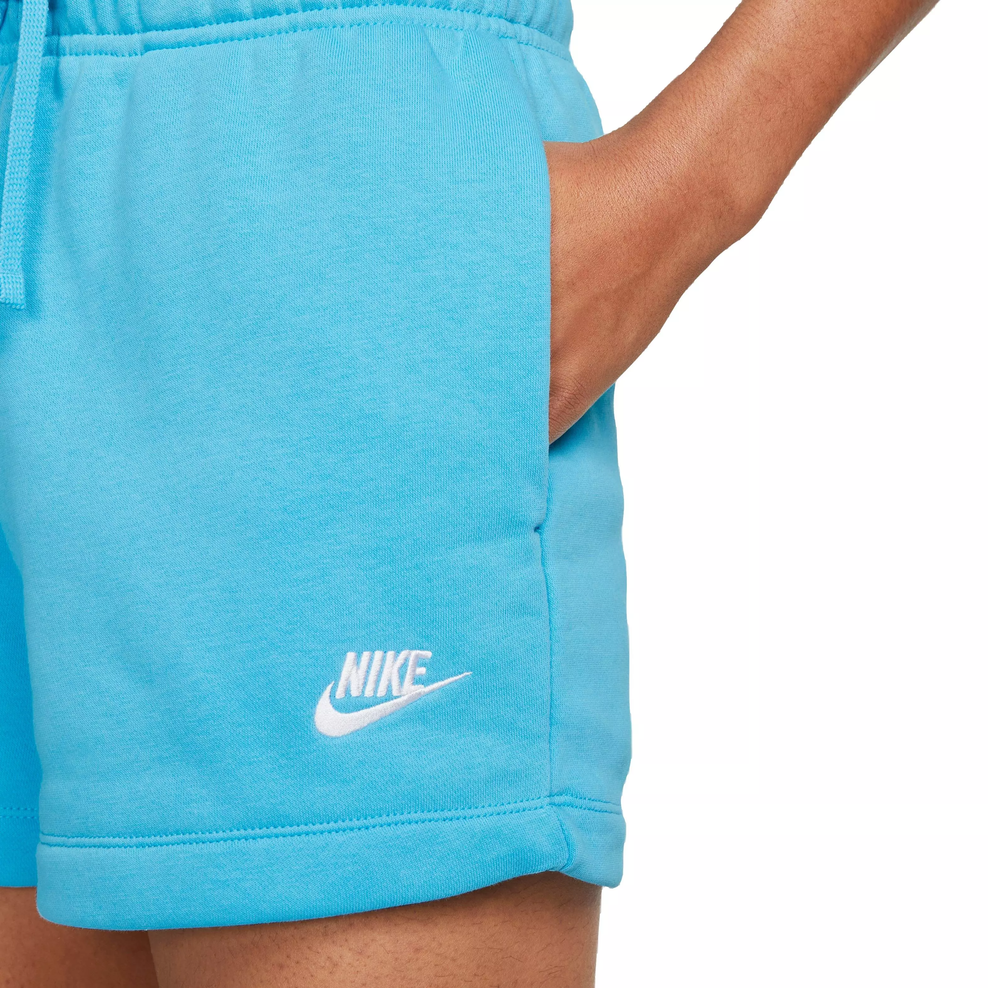 Nike Women's Sportswear Club Fleece Mid-Rise Shorts-Blue - BLUE