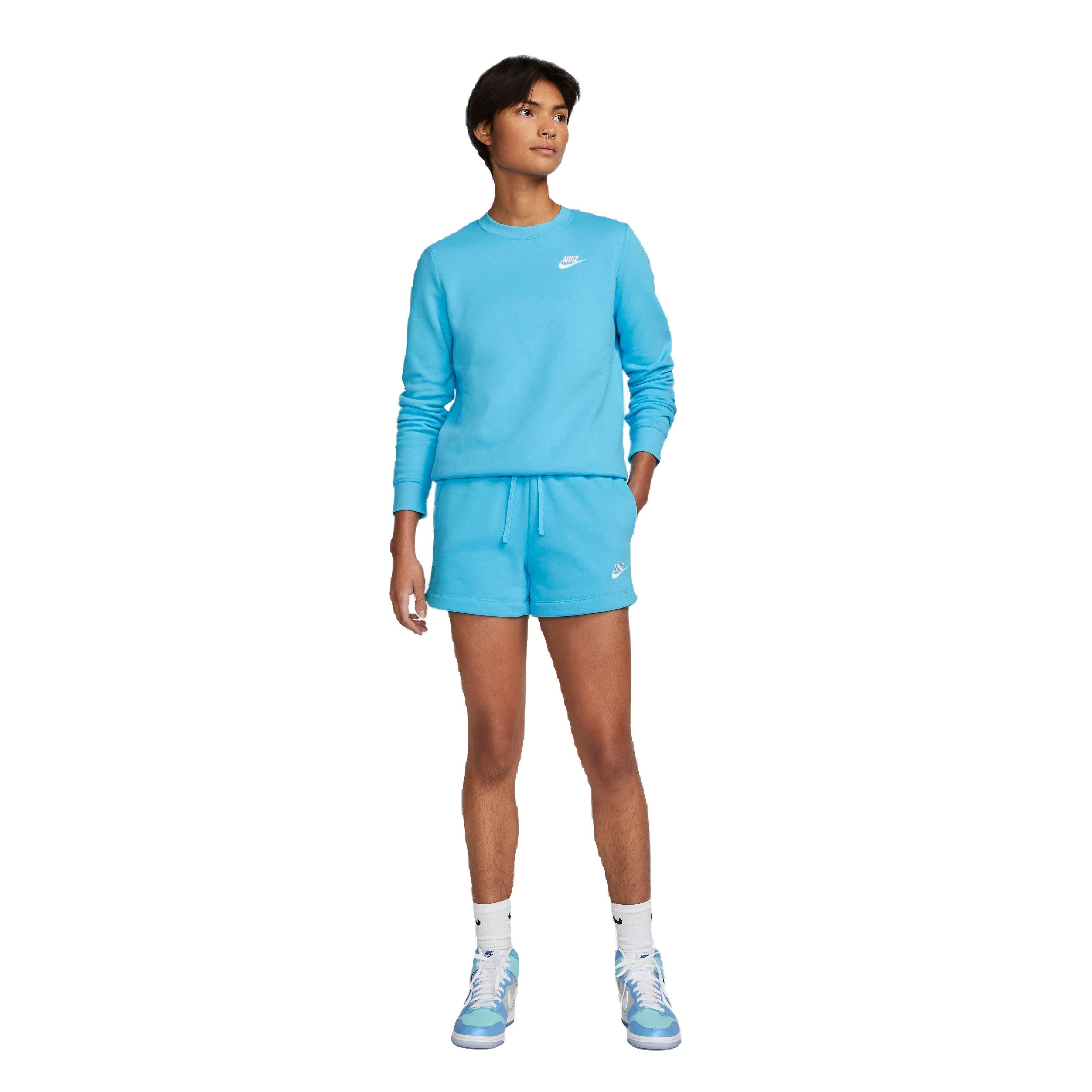 Nike Women's Sportswear Club Fleece Mid-Rise Shorts-Blue - BLUE Thumbnail View 5