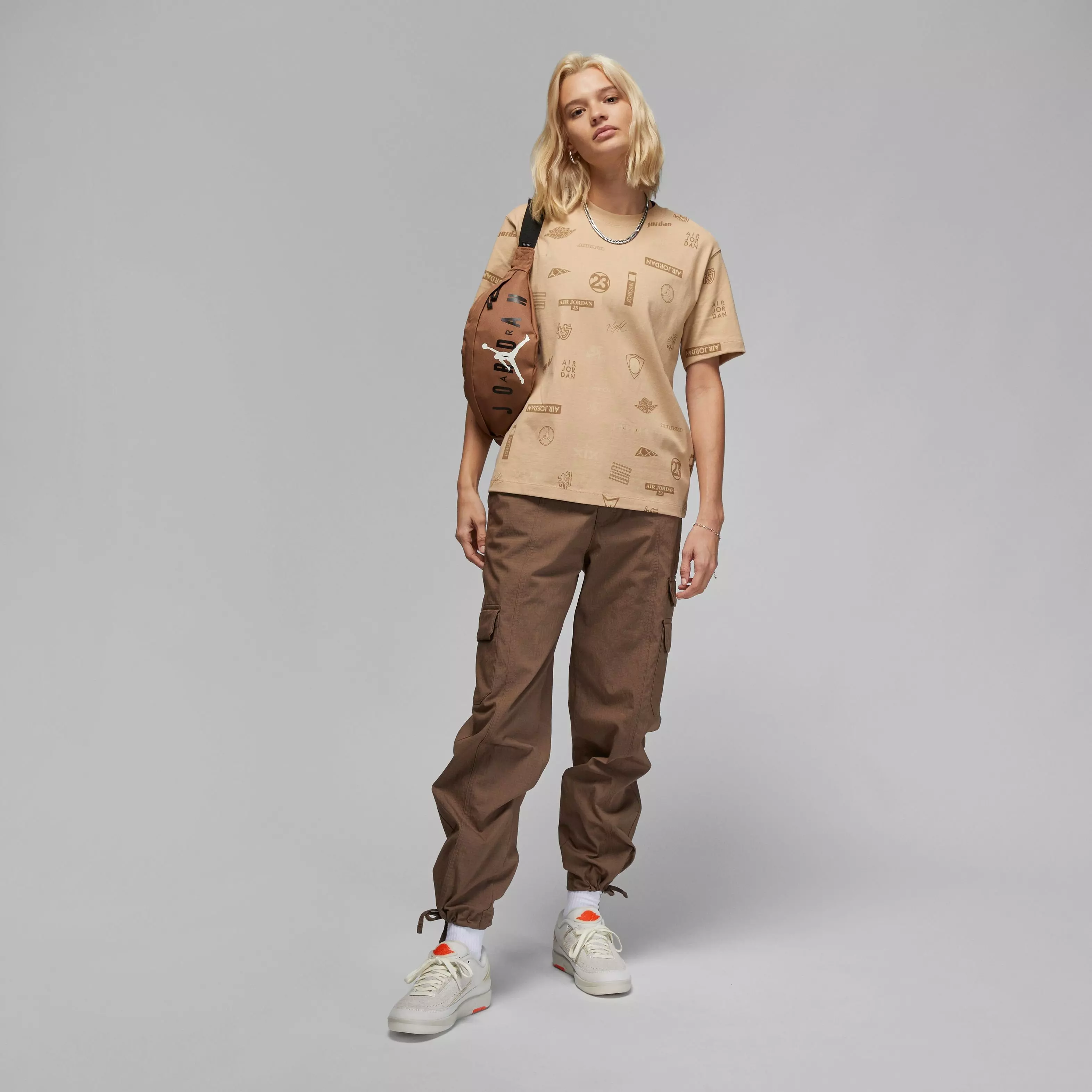Jordan Women's All Over Print Graphic Tee-Tan - TAN