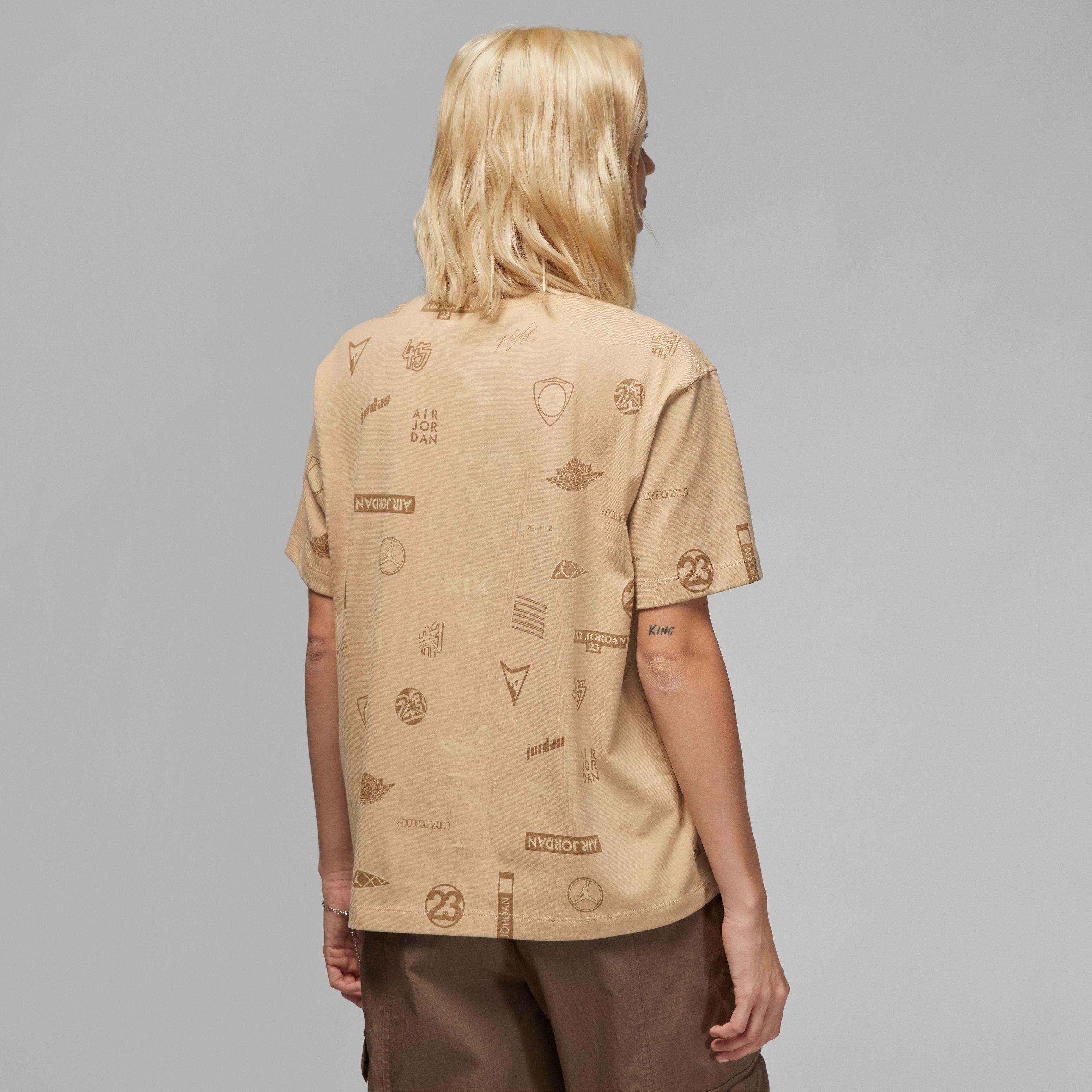 Jordan Women's All Over Print Graphic Tee-Tan - TAN Thumbnail View 5