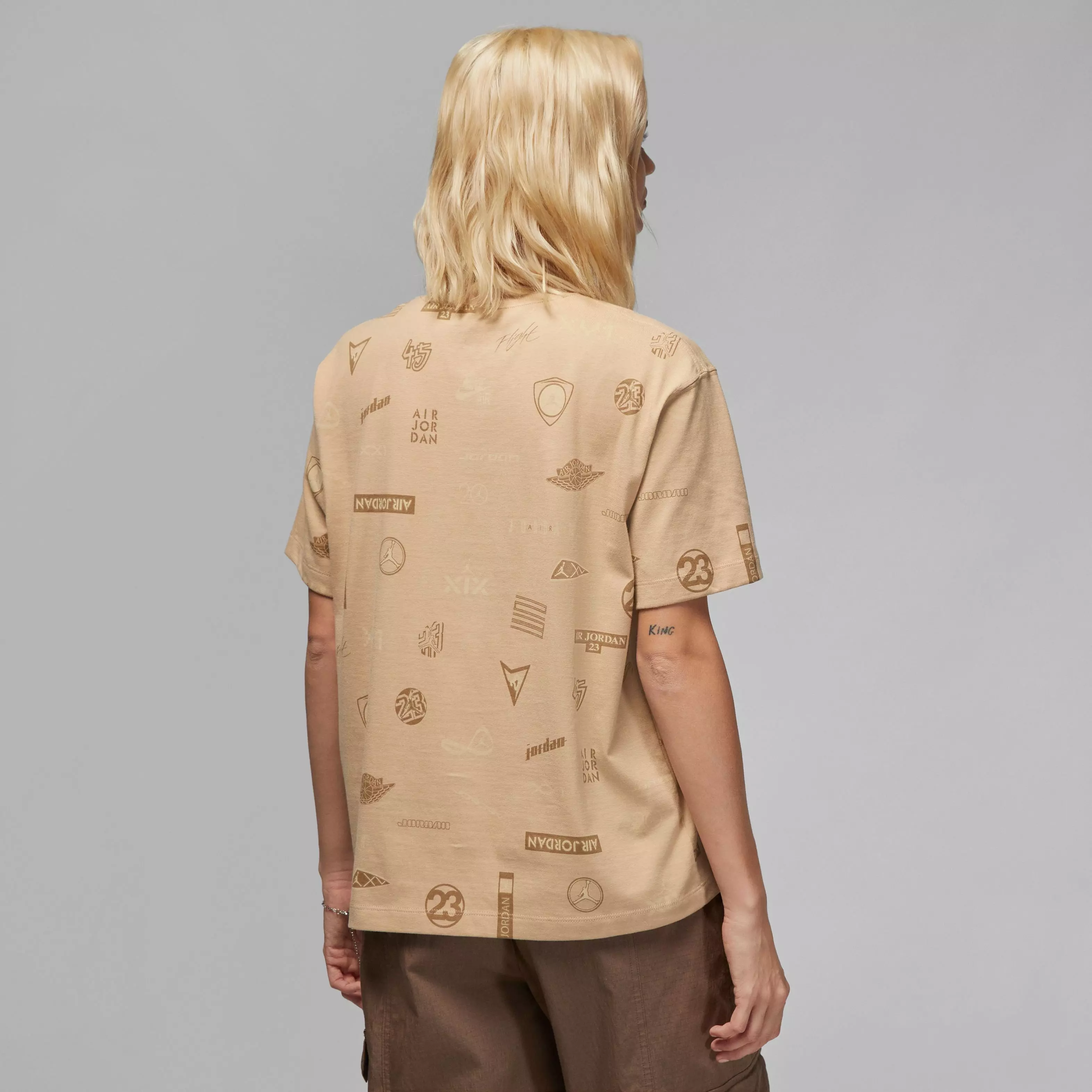 Jordan Women's All Over Print Graphic Tee-Tan - TAN