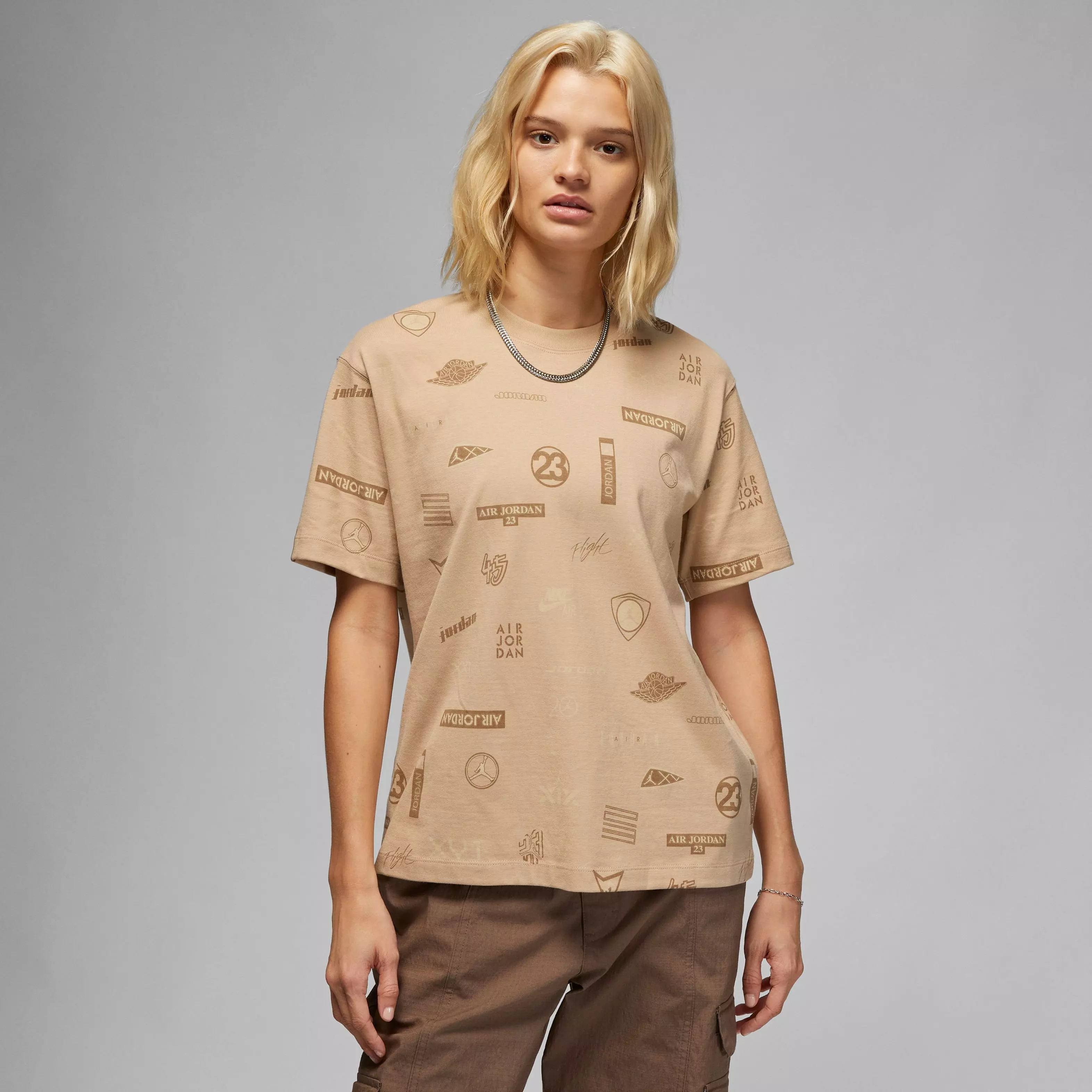 Jordan Women's All Over Print Graphic Tee-Tan - TAN