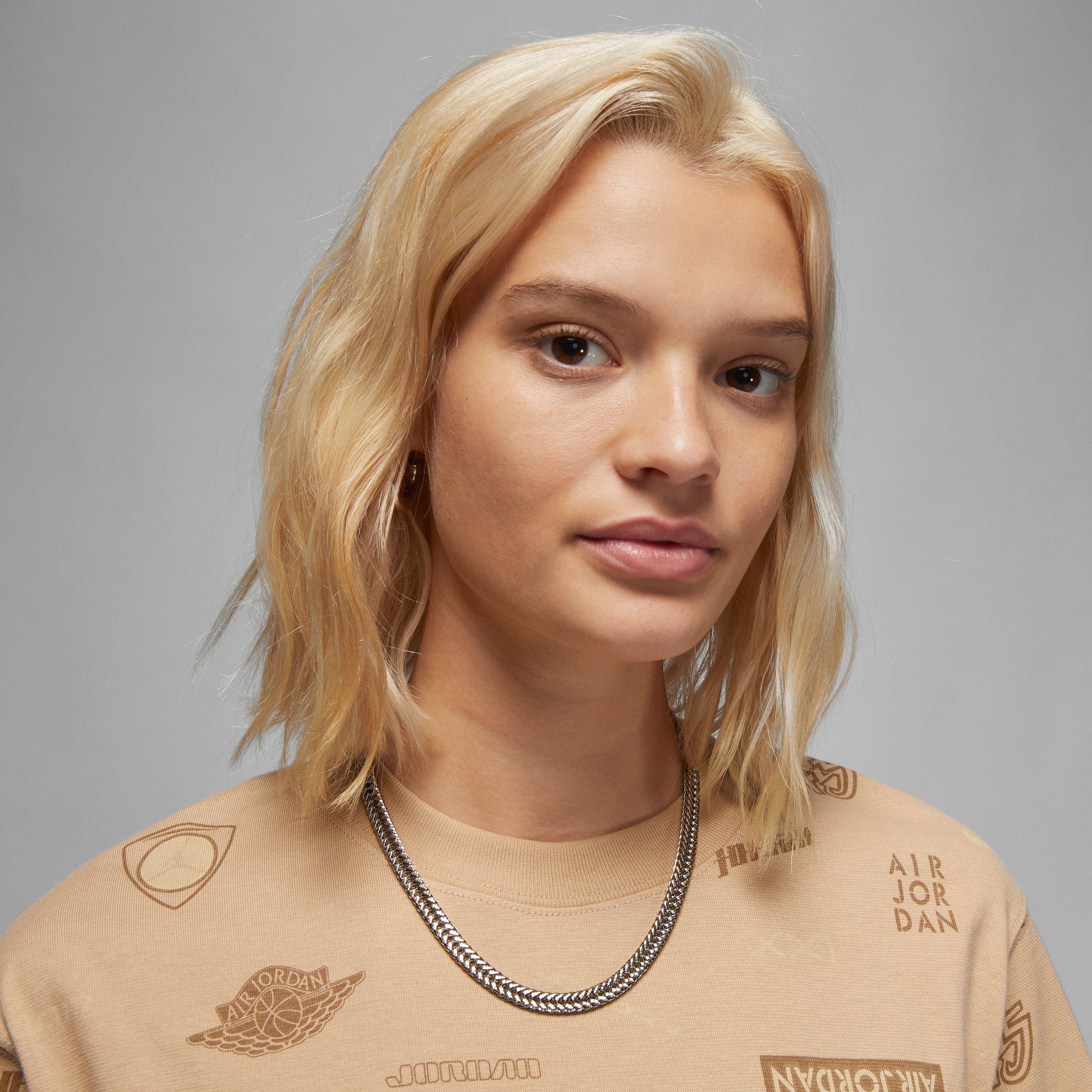 Jordan Women's All Over Print Graphic Tee-Tan - TAN Thumbnail View 7