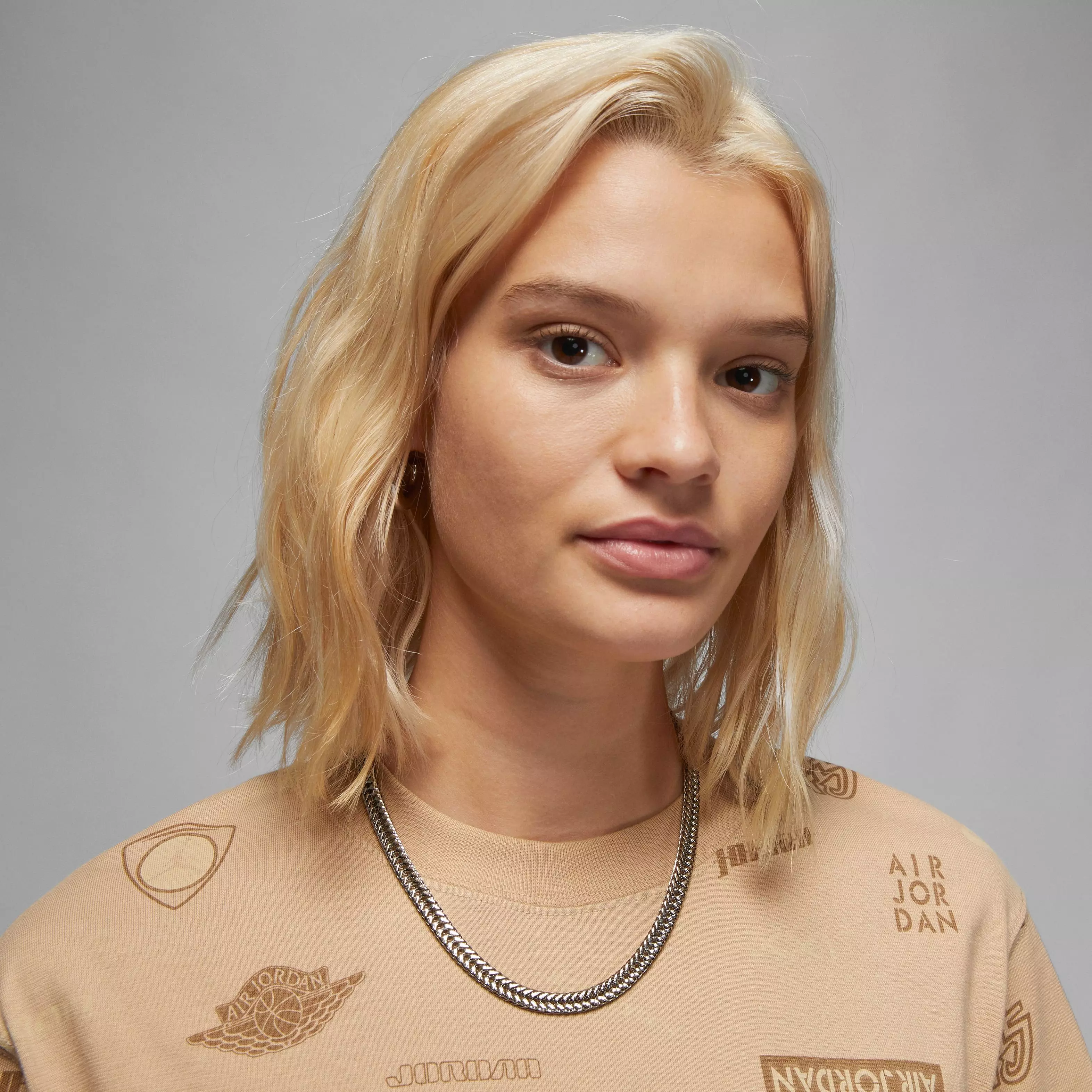 Jordan Women's All Over Print Graphic Tee-Tan - TAN