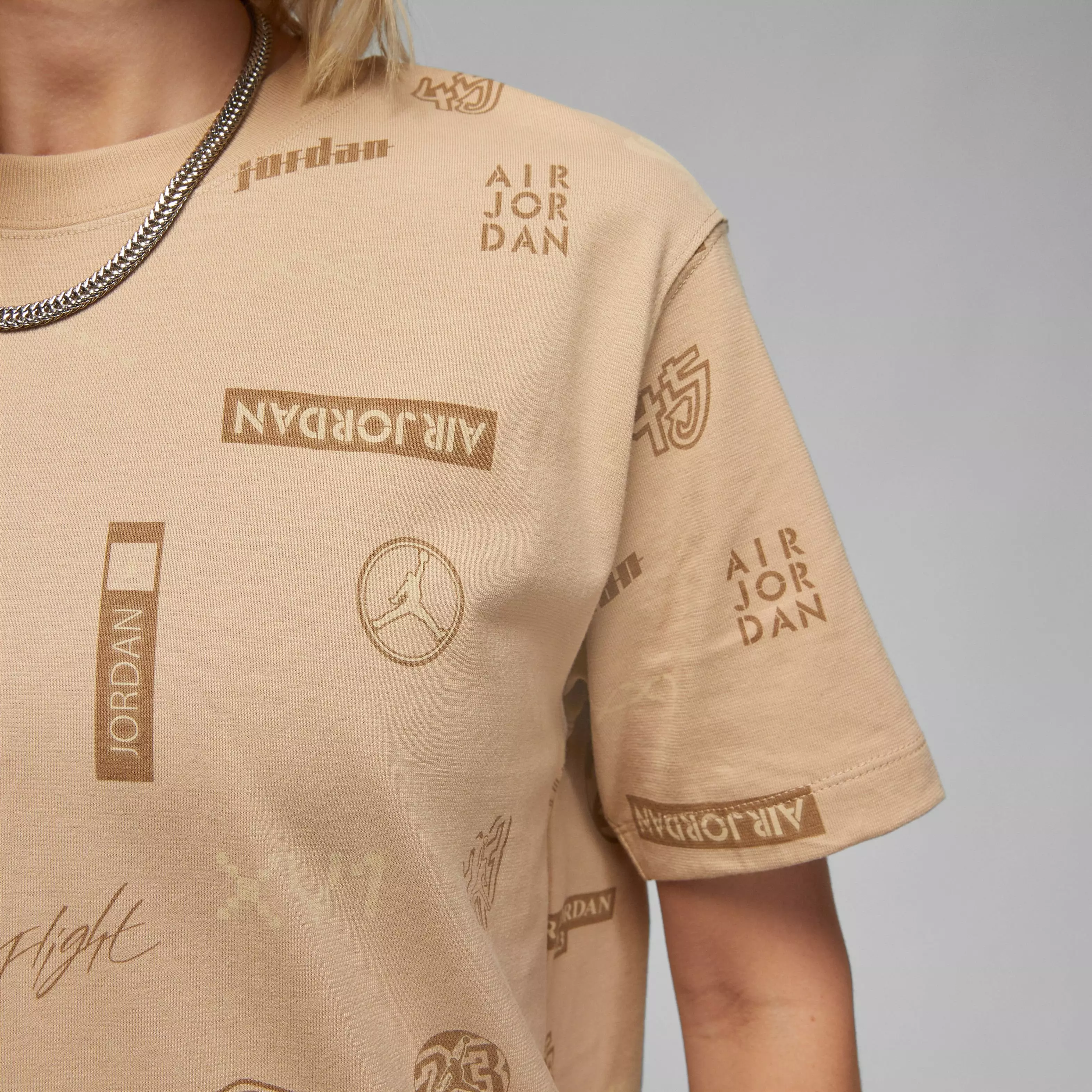 Jordan Women's All Over Print Graphic Tee-Tan - TAN