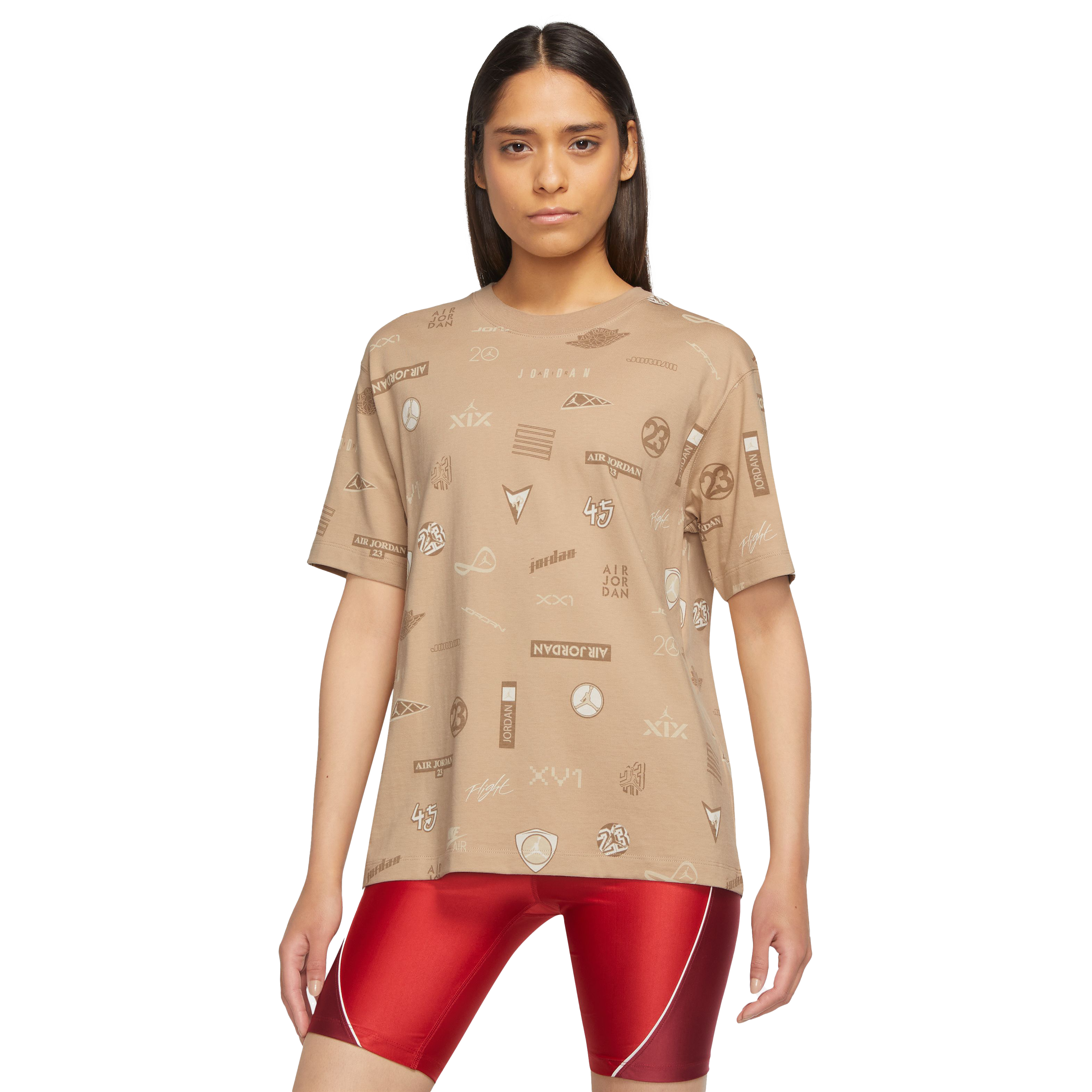 Jordan Women's All Over Print Graphic Tee-Tan - TAN Thumbnail View 1