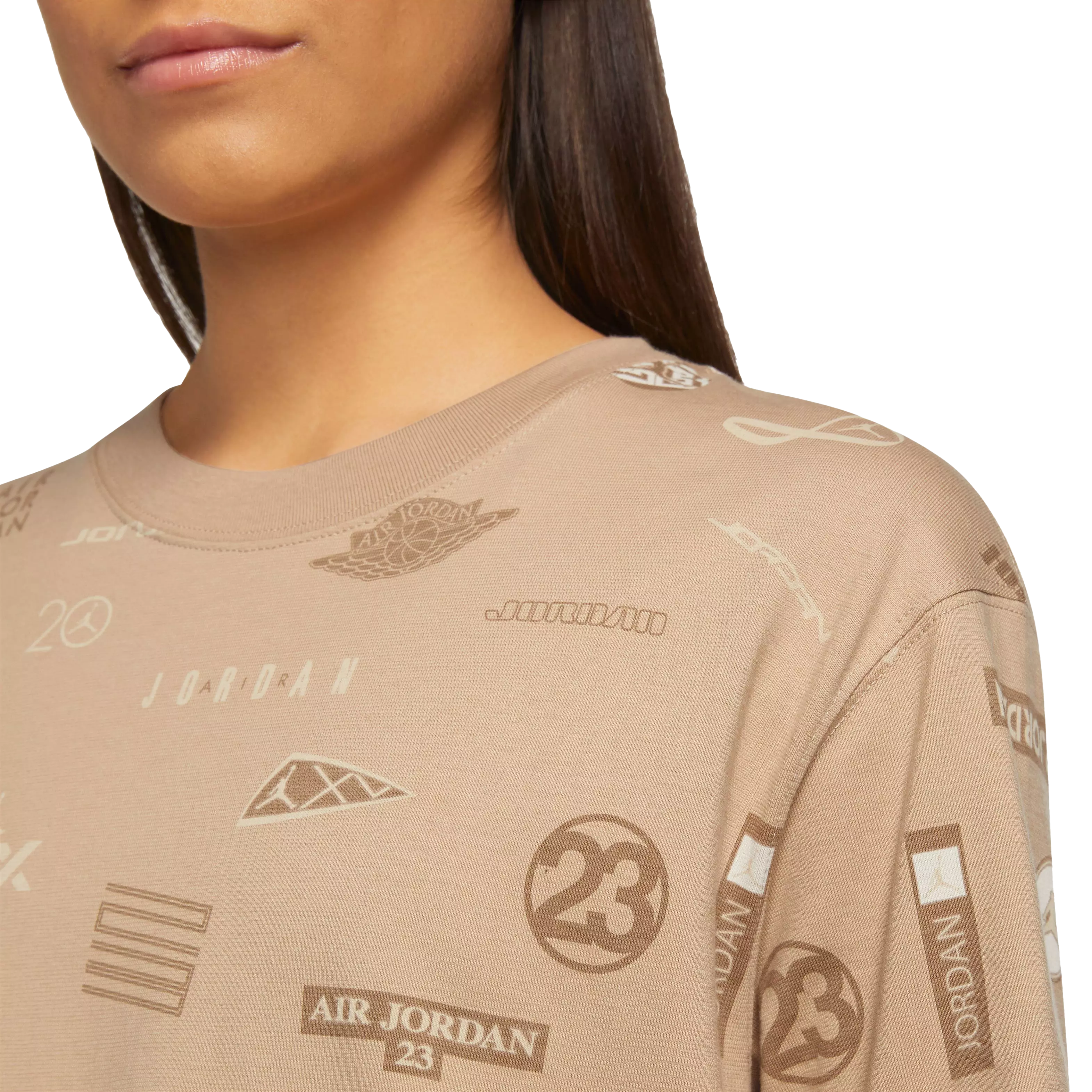Jordan Women's All Over Print Graphic Tee-Tan - TAN