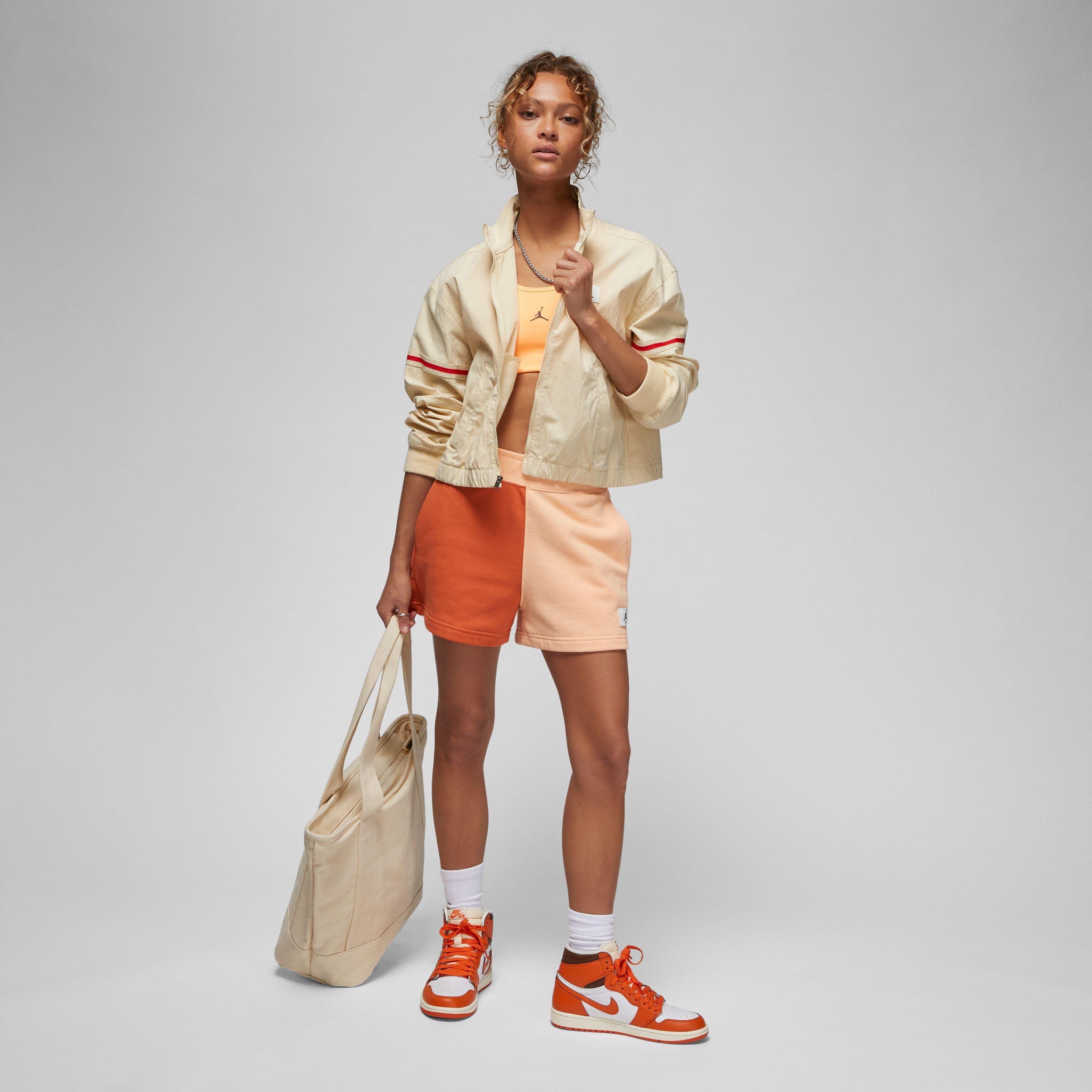 Jordan Women's Flight Fleece Blocked Shorts-Orange - ORANGE Thumbnail View 5